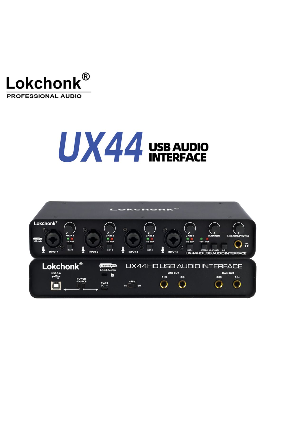 YOMI-بطاقة صوت Ux44 Ux44 واجهة صوتية خلاط رباعي القنوات 32 بت/192 كيلو هرتز للصوت في الألعاب والبودكاست والتسجيل المباشر 1
