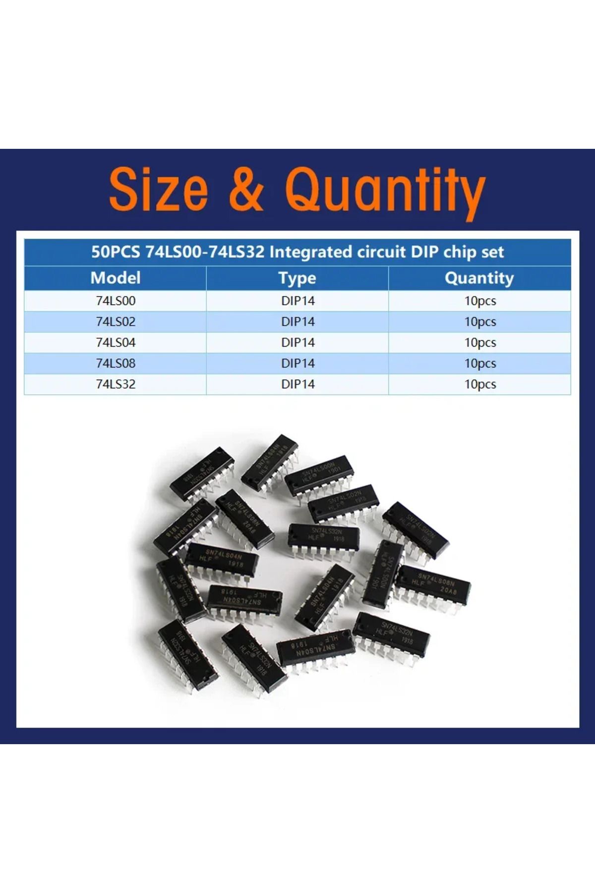 Choice-50 Pcs 74ls 50pcs Integrated Circuit Logic Ic 74hc/ 74ls Dip-14 5 Values Ic Chip Assortment Kit El 1