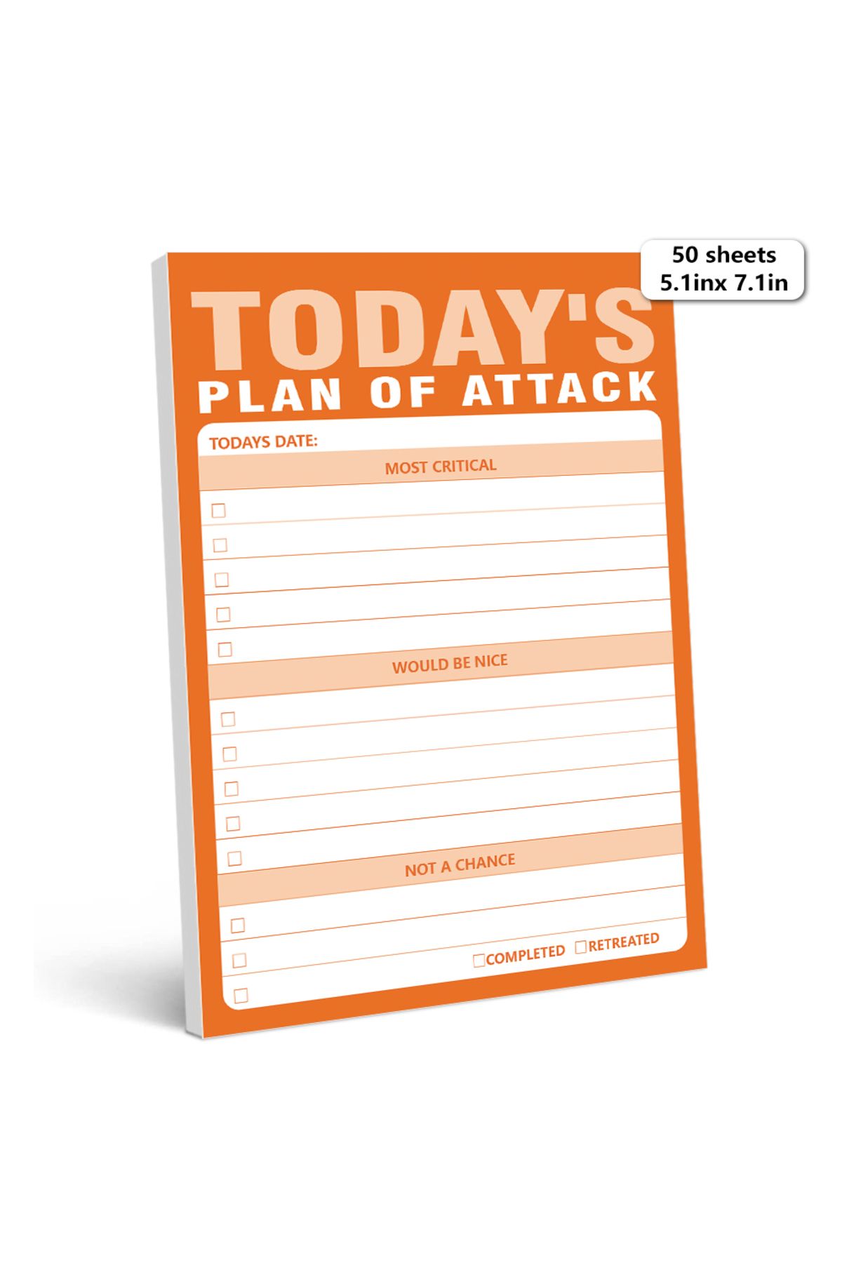 Choice-Orange 1pc To-do Notepad - 50 Sheet Daily Planner Notepad, 5.1x7.1 Inch, Tear-off Notepad, Home, Off 1