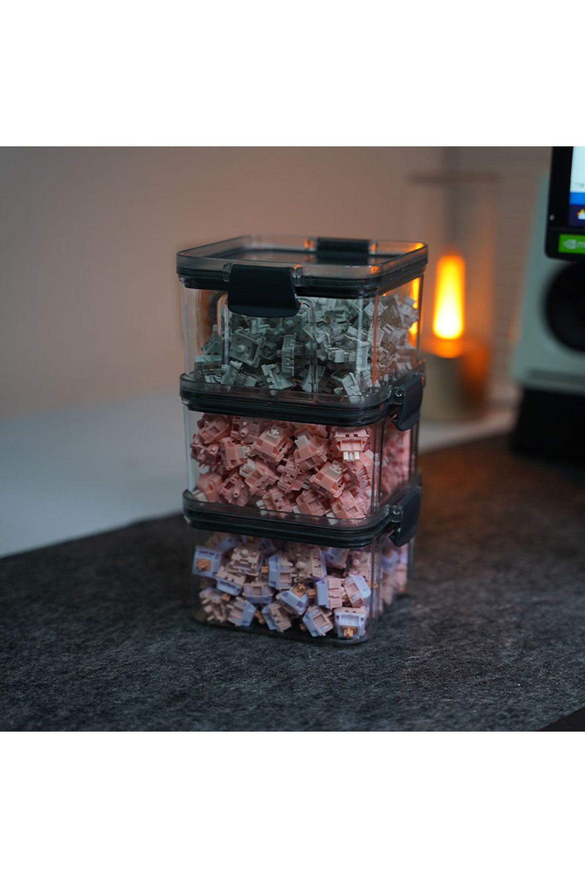 EOENKK-3 Boxes Keebox Keyboard Switches Container Storage Box 3 Pcs Pc Polycarbonate Switches Box For Mecha 2