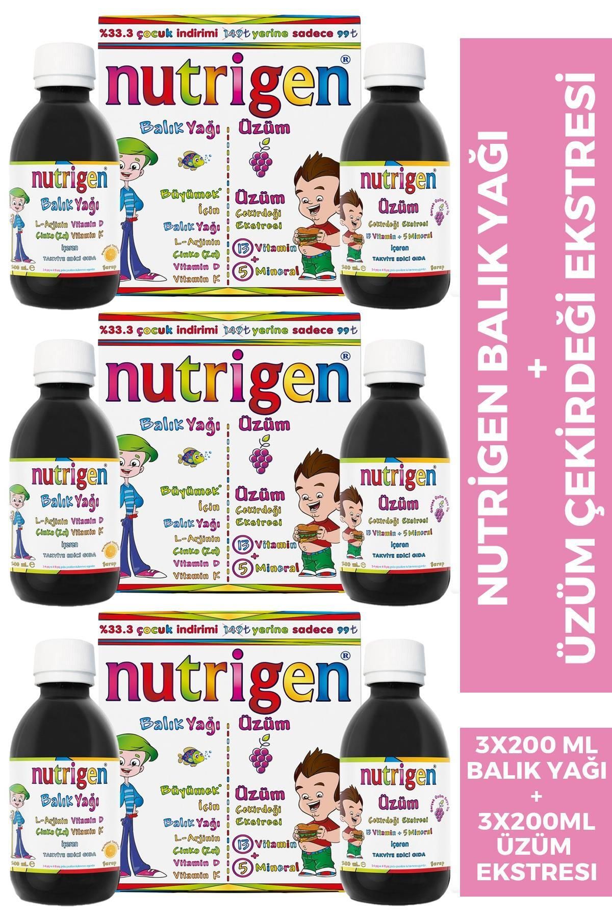 Nutrigen Balık Yağı 200 ml + Üzüm Çekirdeği Ekstresi 200 ml 3 Adet