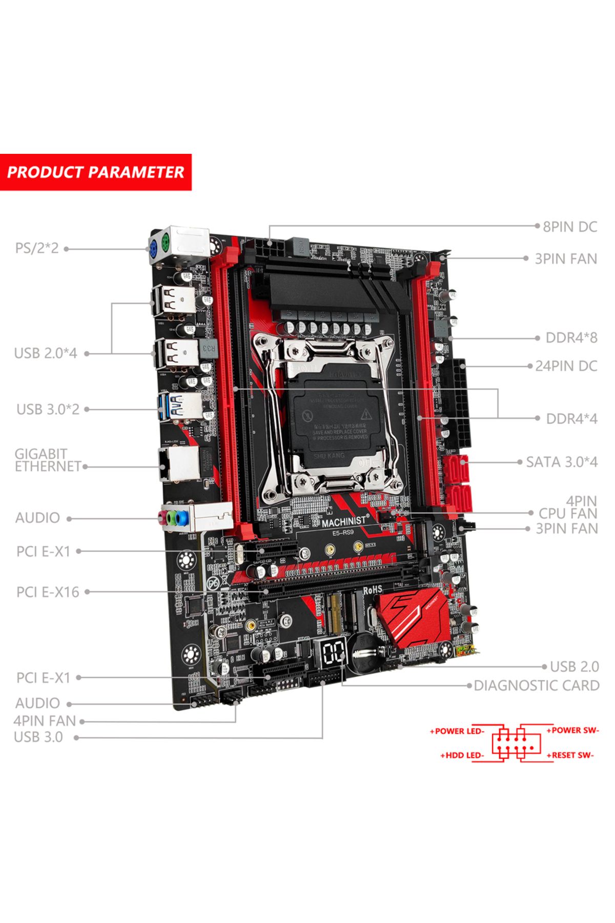 Choice-Motherboards Machinist Rs9 X99 Motherboard Kit Lga 2011-3 Set Xeon E5 2650 V4 Cpu Ddr4 16gb Ram Me 2
