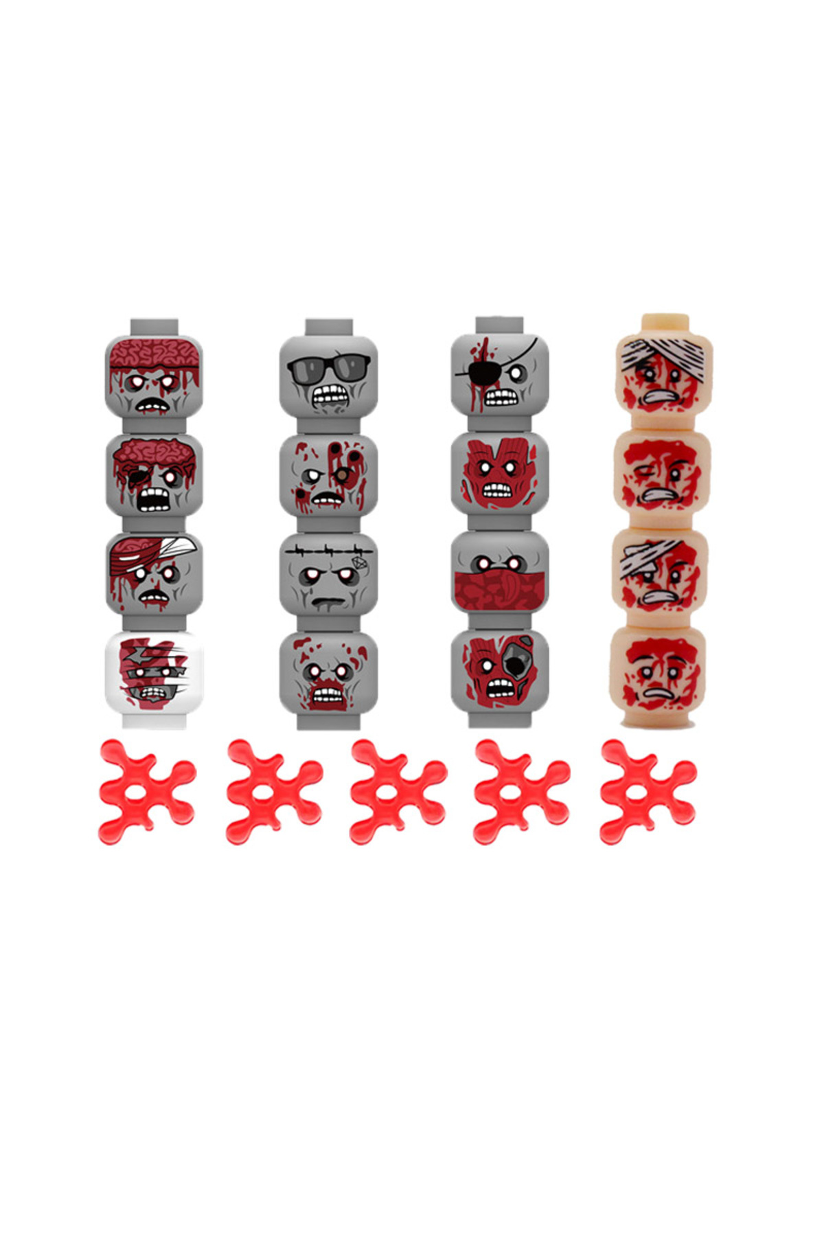 ZH029-1SET بلوک‌های ساختمانی نظامی، فیگورهای سرباز، هدایا، اسباب‌بازی‌ها، لوازم جانبی، مدل خون‌آلود صورت مجروح