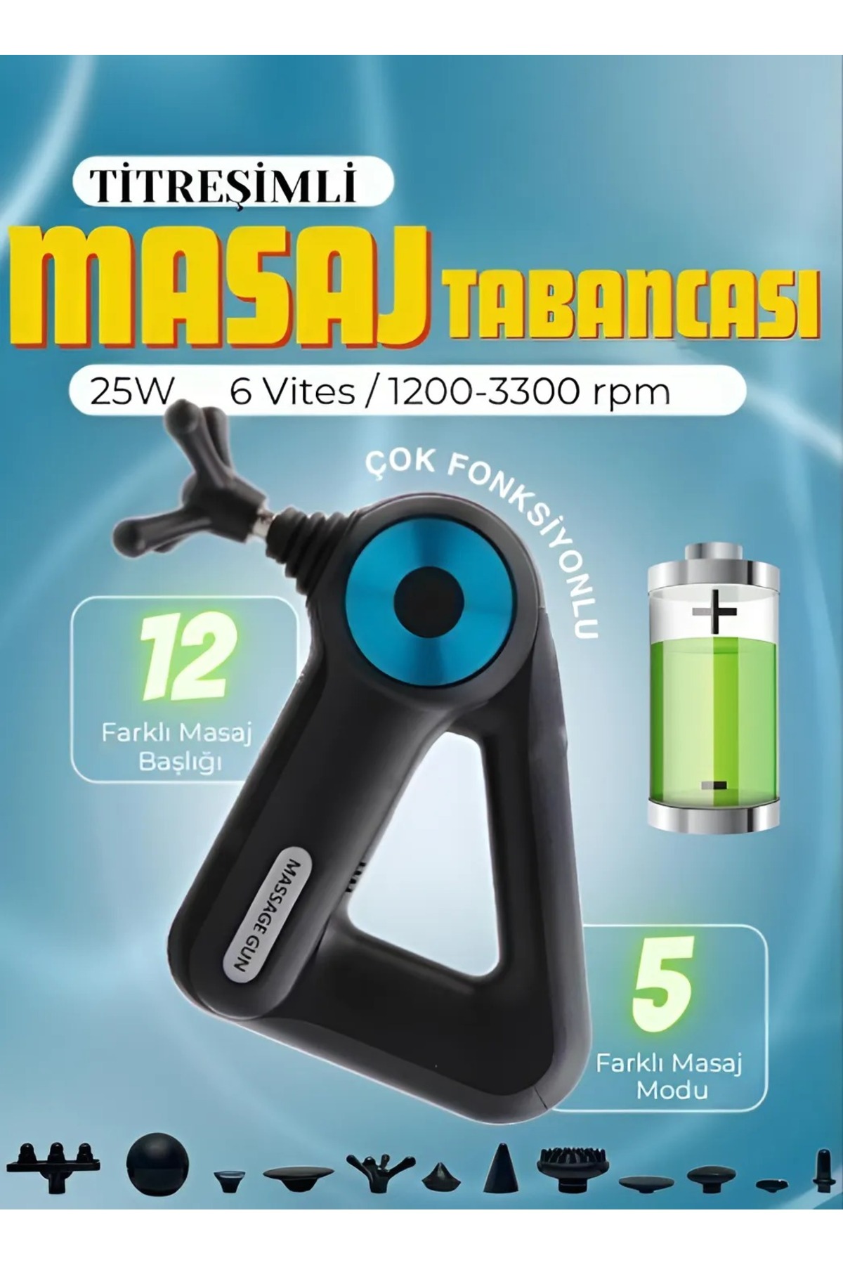 nextbuy 12 Başlıklı Titreşimli Masaj Aleti Şarjlı Kas Ağrı