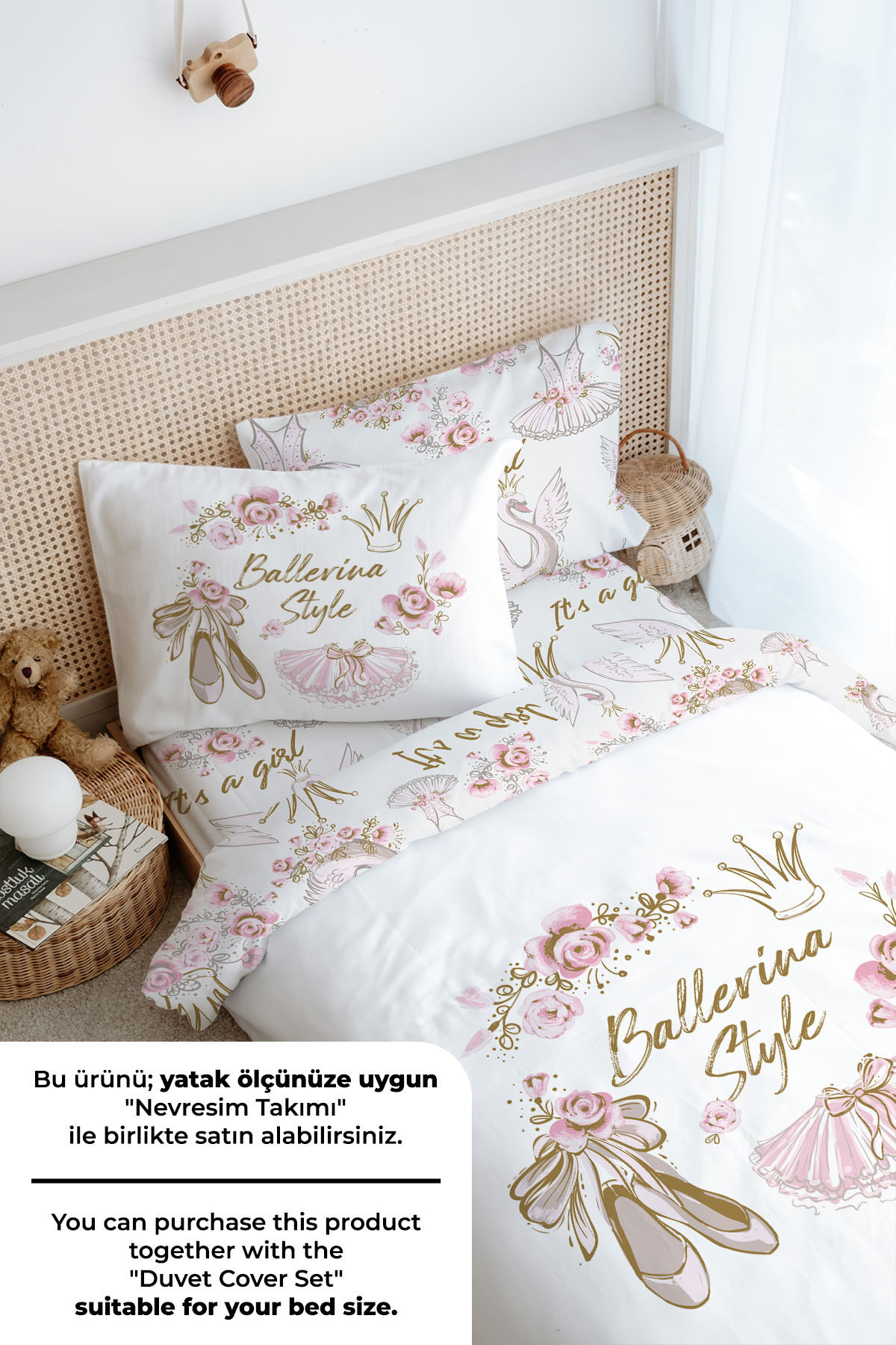 Tuğba Kuğu-Single Fitted Sheet Set - for Baby Series - Gold Ballet Clothes 4