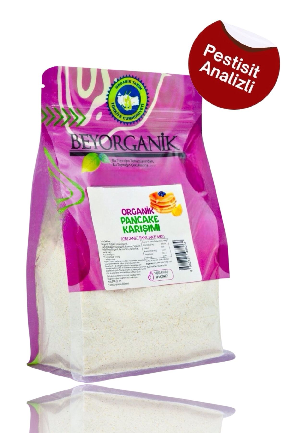 BEYORGANİK Organik Pankek Karışımı 500gr (PESTİSİT VE AFLATOKSİN ANALİZLİ)