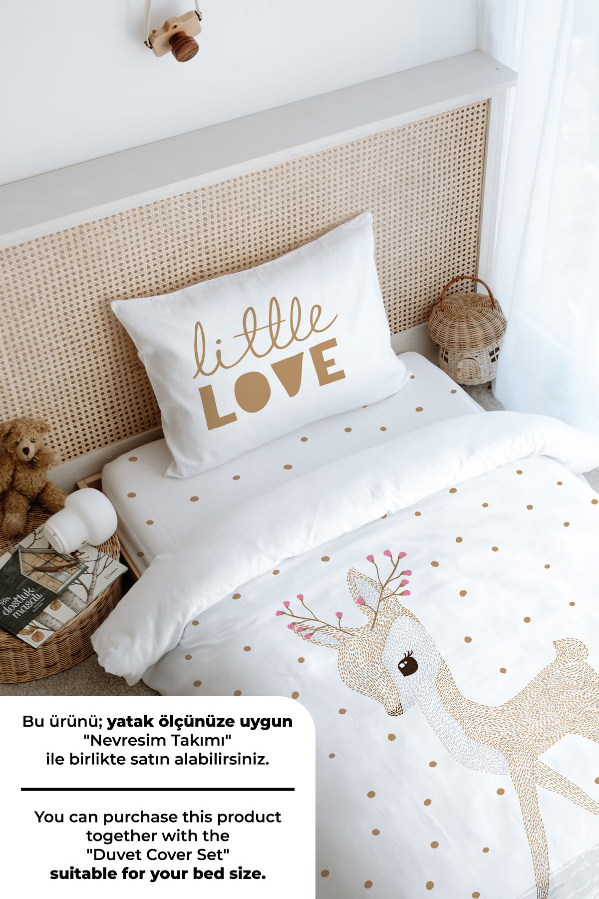 Tuğba Kuğu-Single Fitted Sheet Set - Iconic Series - Flower Horned Deer 4