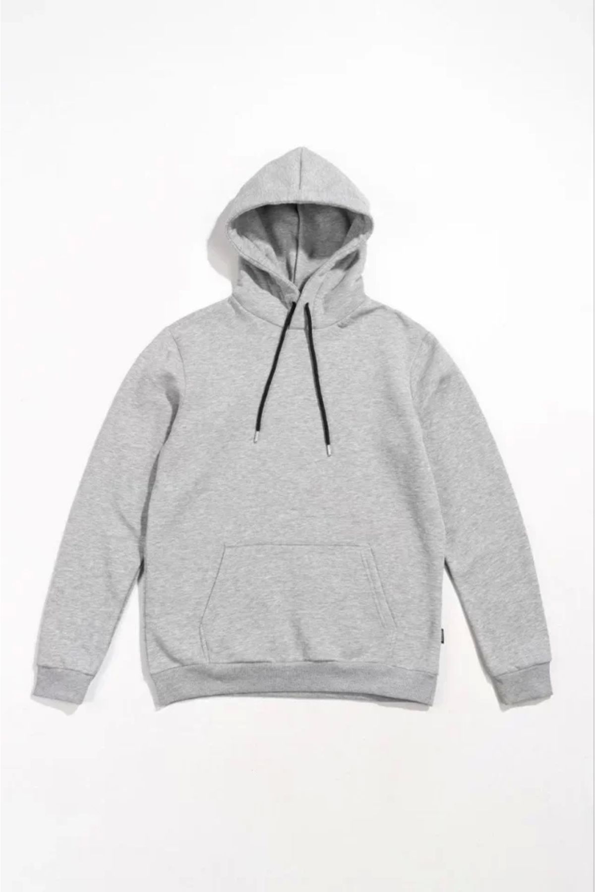 Kelepire Düştü Erkek Uzun Kol Kapşonlu Basic Sweatshirt Hoodie - Gri