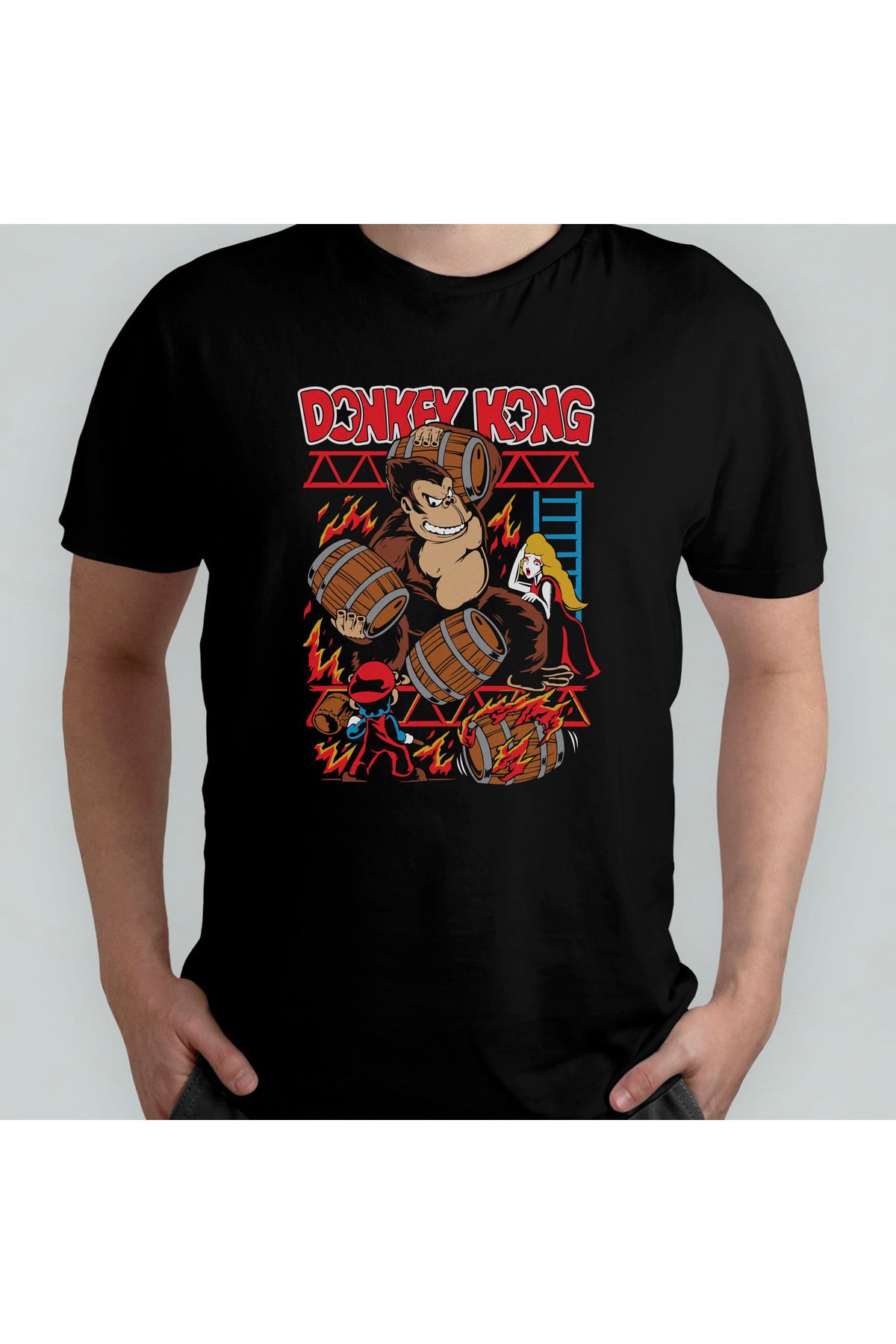 Pixxa Donkey Kong Retro Arcade %100 Pamuklu Bisiklet Yaka T-Shirt Model 1