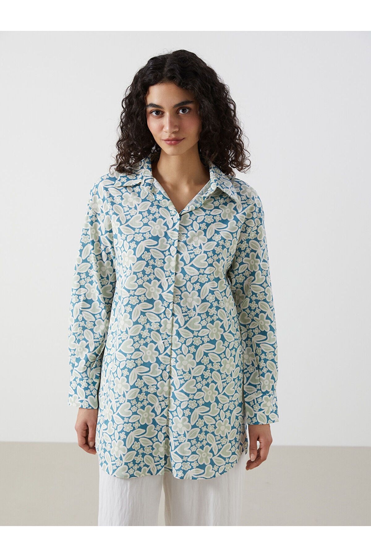 LC Waikiki Desenli Oversize Kadın Gömlek Tunik