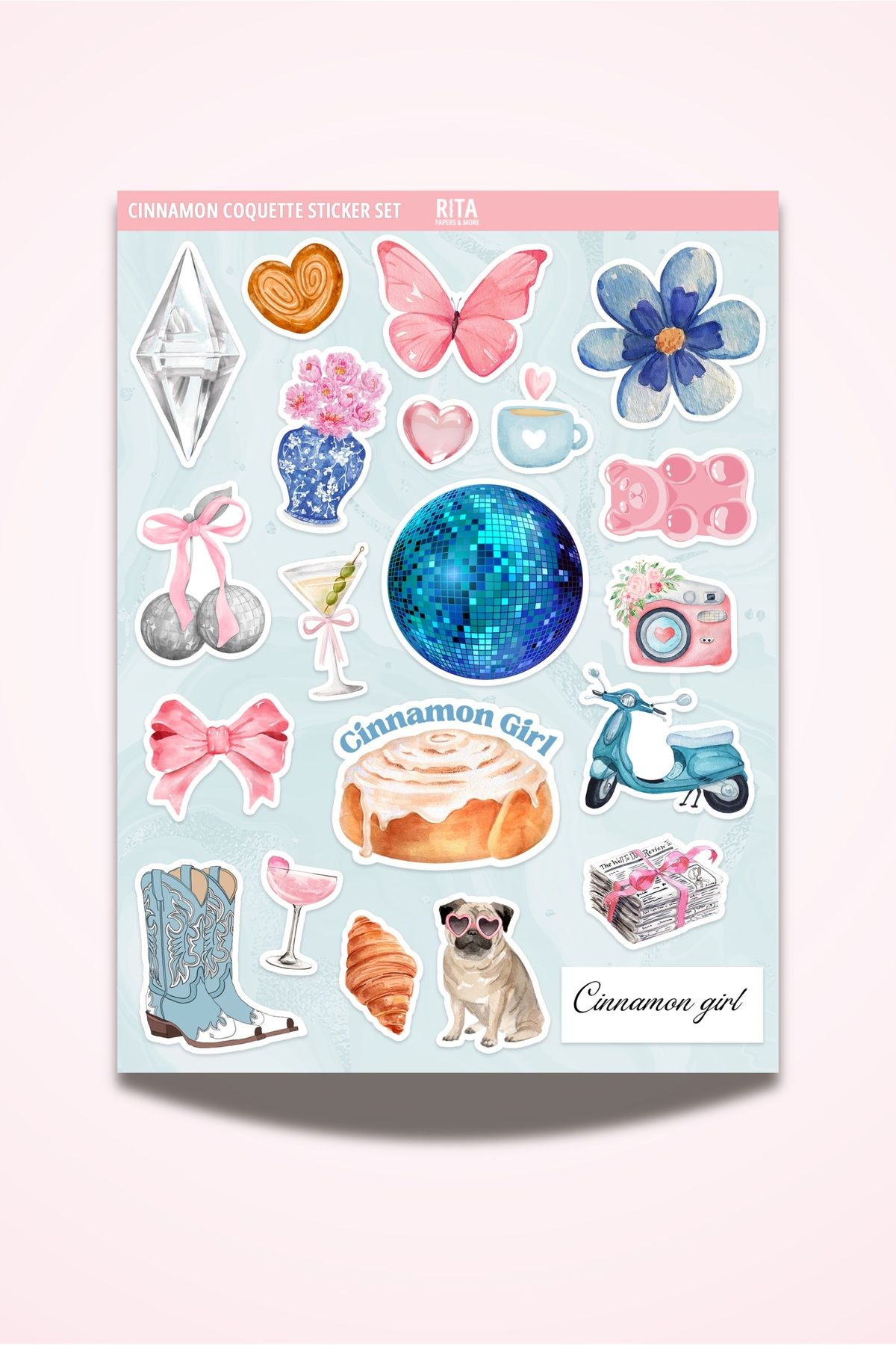 Rita Papers Cinnamon Girl Coquette Sticker Seti Planner Journal Laptop Pinterest It Girl Aesthetic 21 Adet