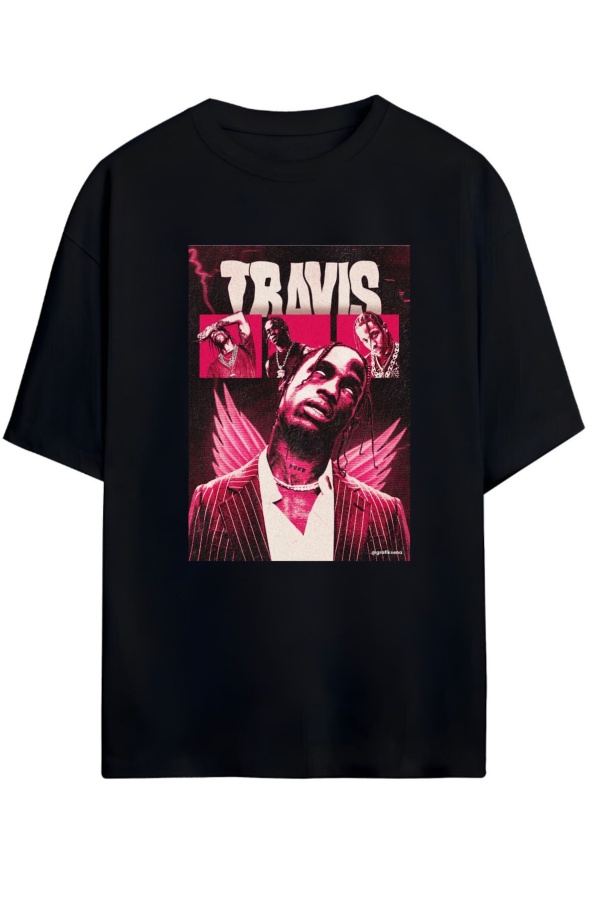 MAGORS TRAVIS SCOTT TASARIMLI UNISEX YENİ SEZON OVERSIZE PAMUKLU  T-SHIRT