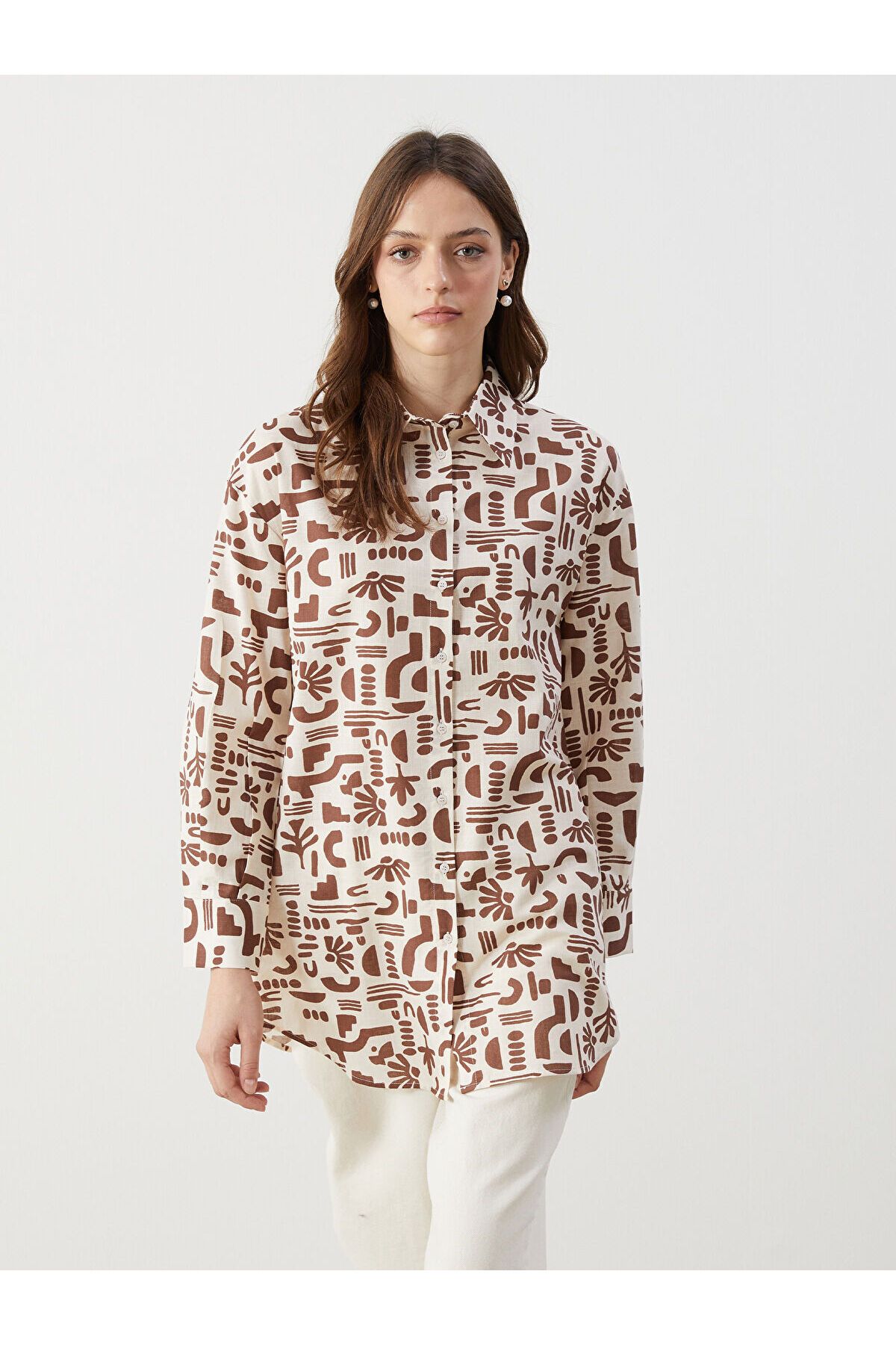 LC Waikiki Desenli Oversize Kadın Gömlek Tunik