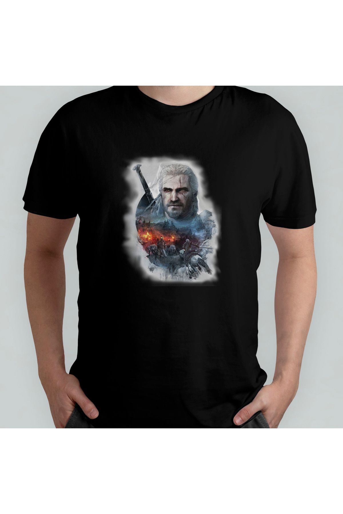 Pixxa The Witcher 3 Wild Hunt %100 Pamuklu Bisiklet Yaka T-Shirt Model 6