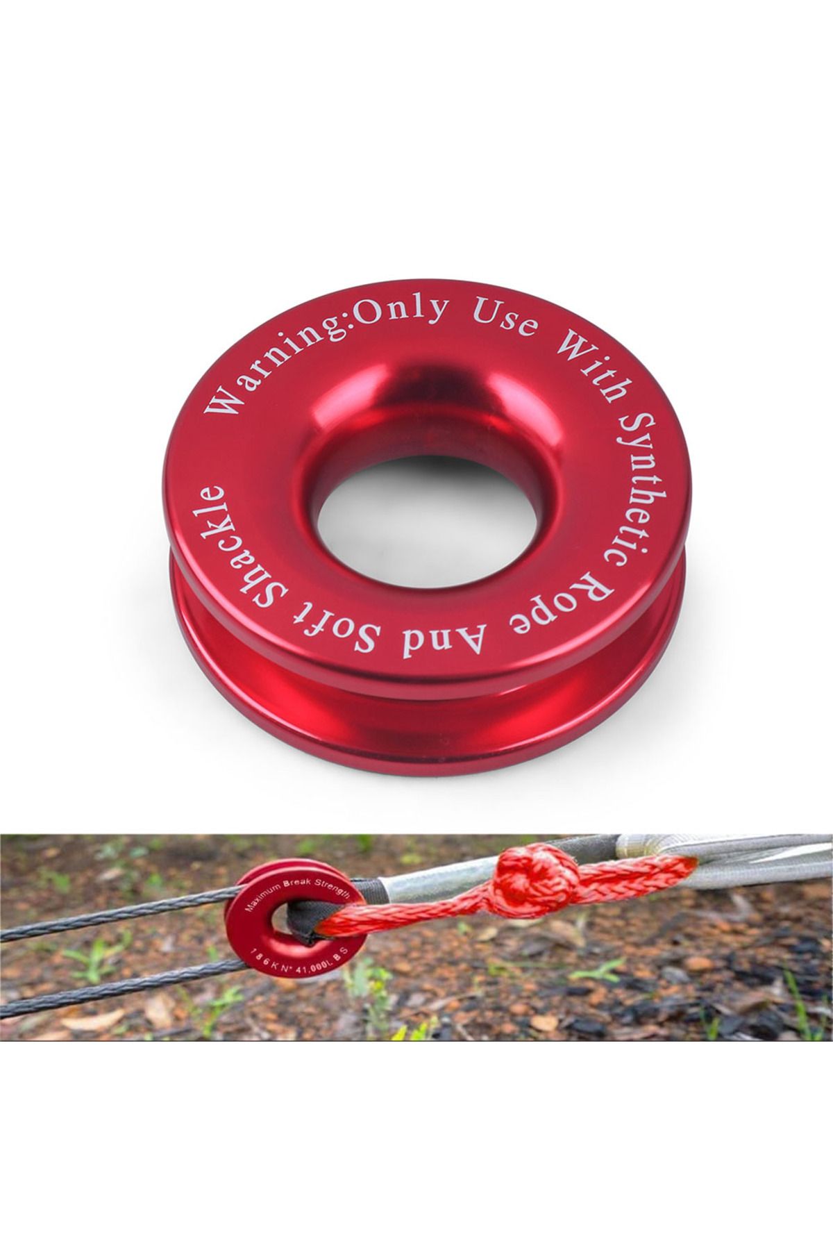 Choice-Red Winch Snatch Recovery Ring For Soft Shackle Atv Utv Rcovery 41000 Lb Trucks Loop Snatch Block Of 1