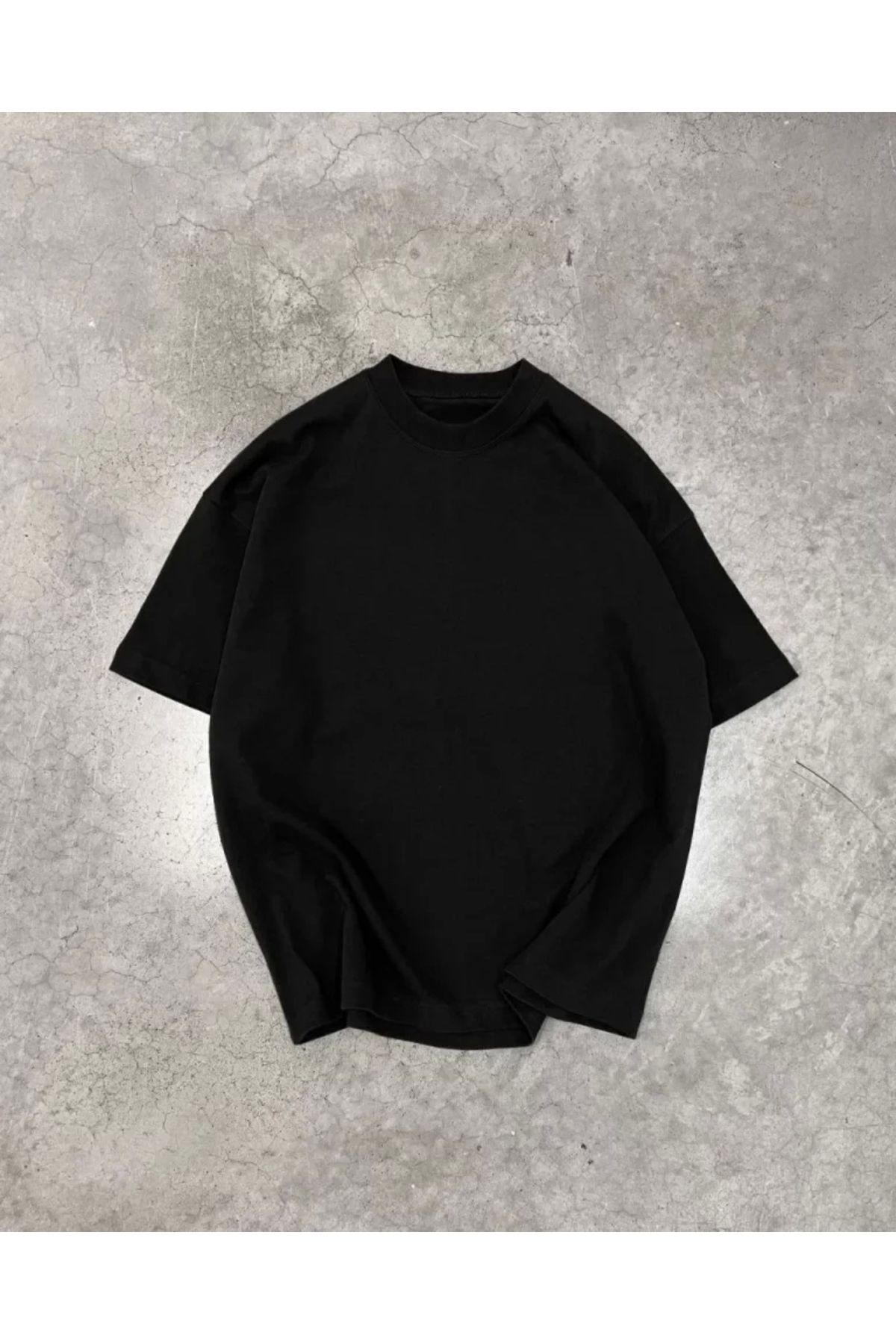 Kelepire Düştü Unisex Basic Bisiklet Yaka Oversize T-Shirt - Siyah