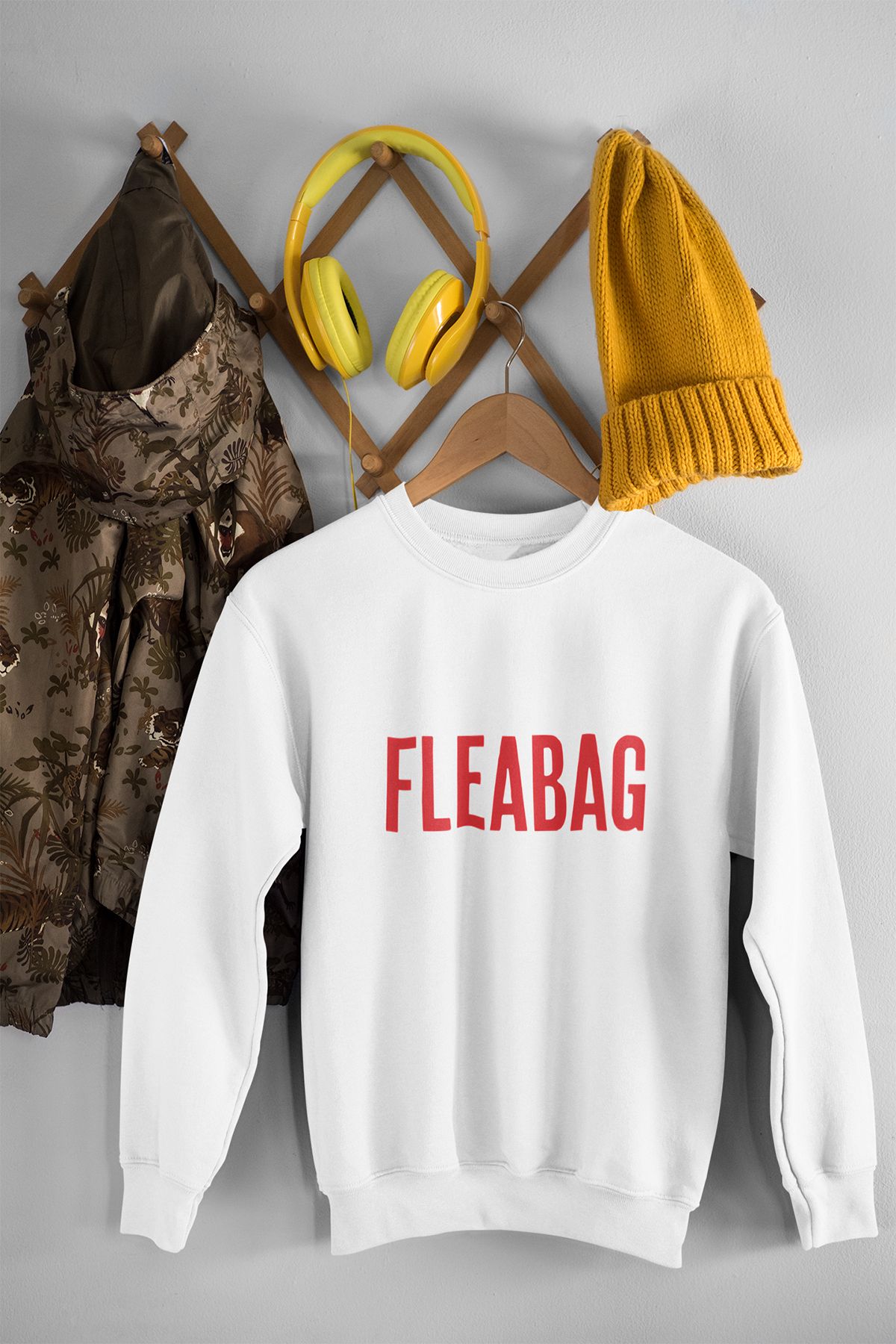 qoeuyl boutique Fleabag Unisex, Hediyelik Yazı Baskılı Üç İplik %100 Pamuklu Bisiklet Yaka Sweatshirt