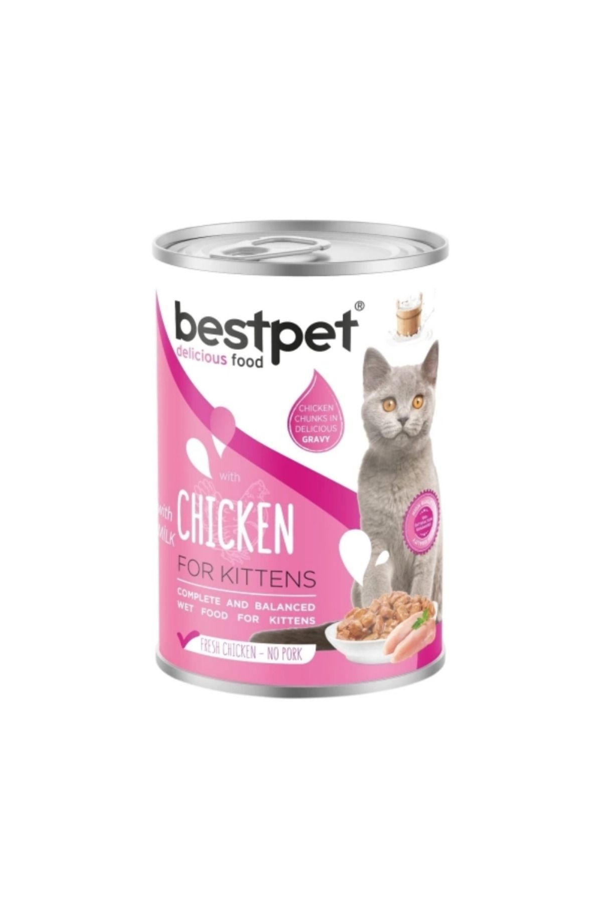 Bestpet Tavuklu ve Sütlü Yavru Kedi Konservesi 400 Gr