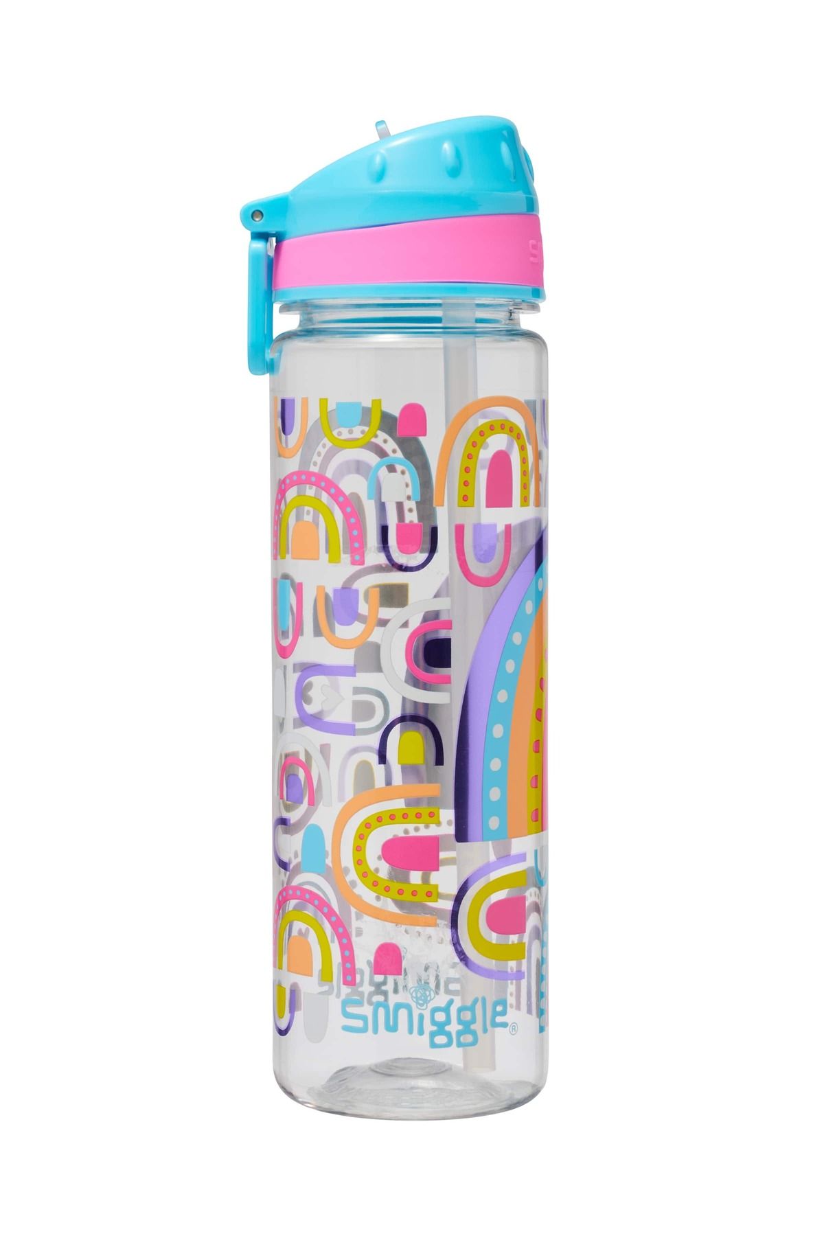 SMIGGLE RENKLİ GÖKKUŞAĞI DETAYI PLASTİK SULUK MATARA 650 ML