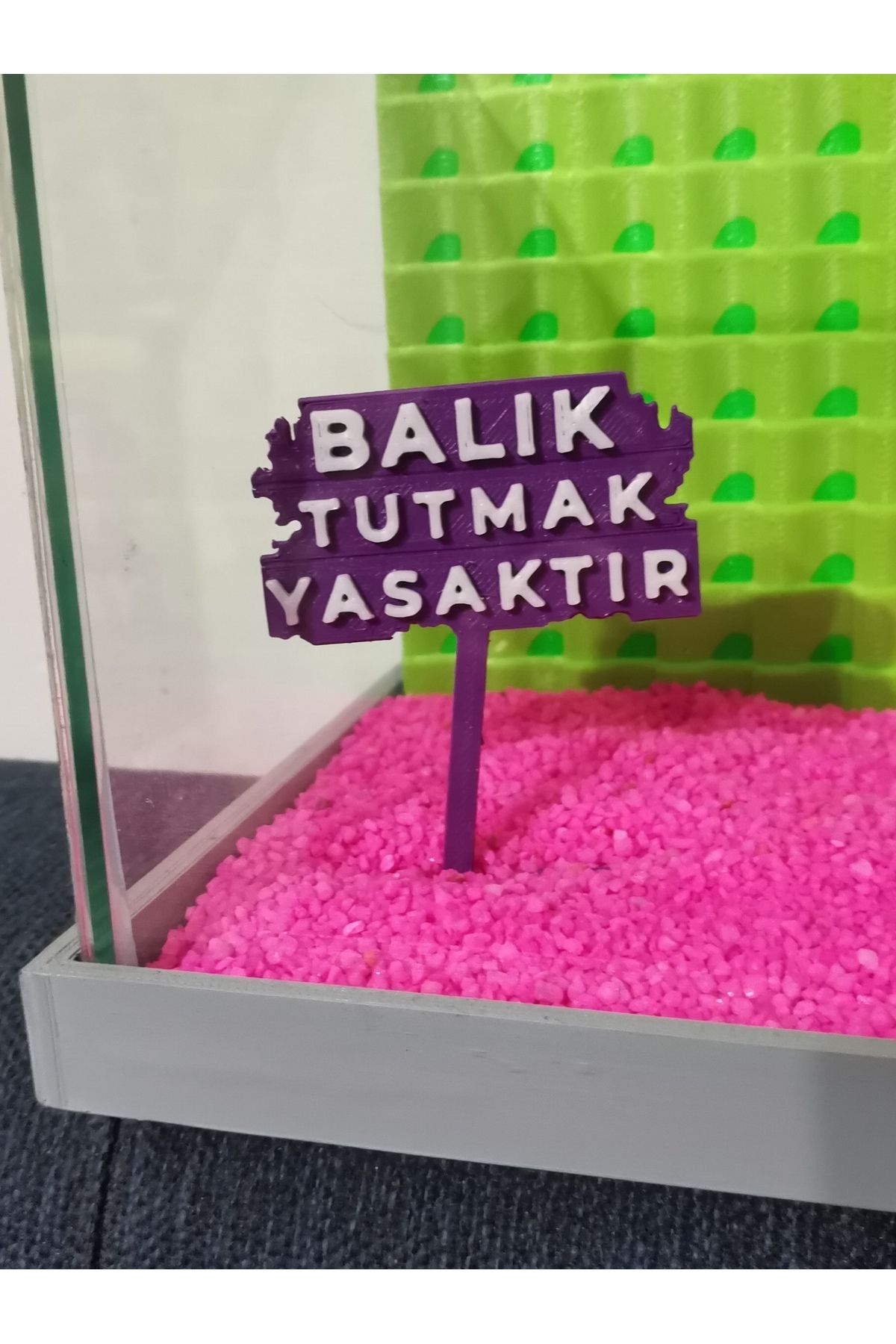 Meeori Balık Tutmak Yasaktır Tabelası Akvaryum Dekoru × Fanus Süsü × Küçük Akvaryum ve Büyük Akvaryum Uygun