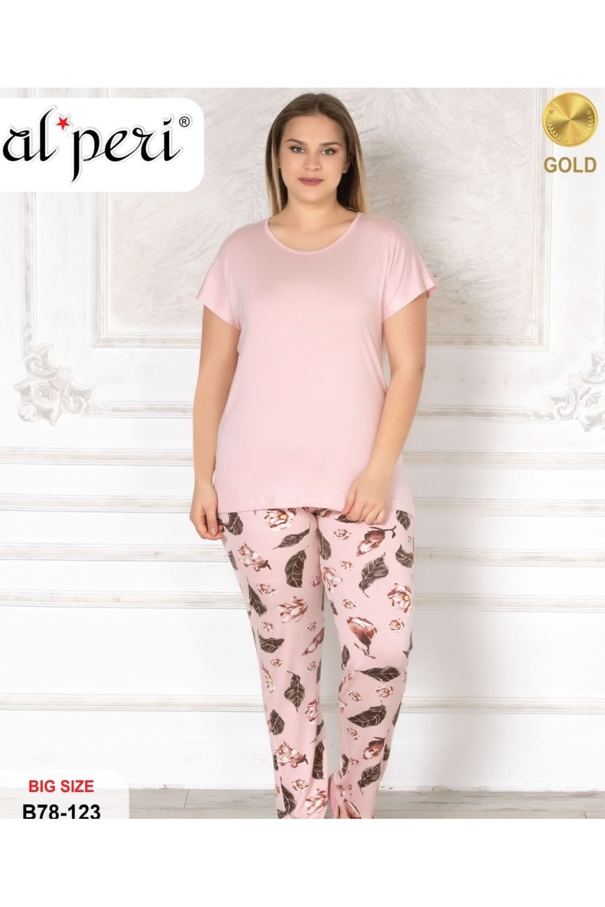 Alperi Büyük Beden Battal Boy Pijama Takımı (Renk : Açık Pembe)