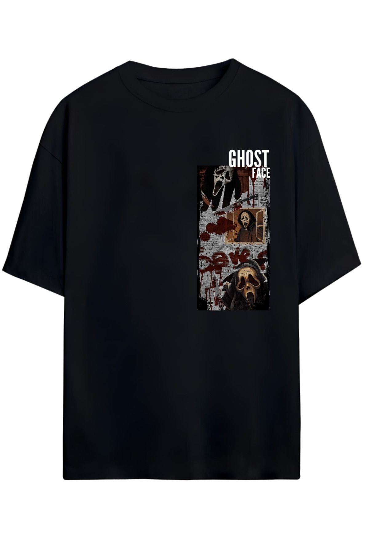 MAGORS GHOST FACE TASARIMLI UNISEX YENİ SEZON OVERSIZE PAMUKLU  T-SHIRT