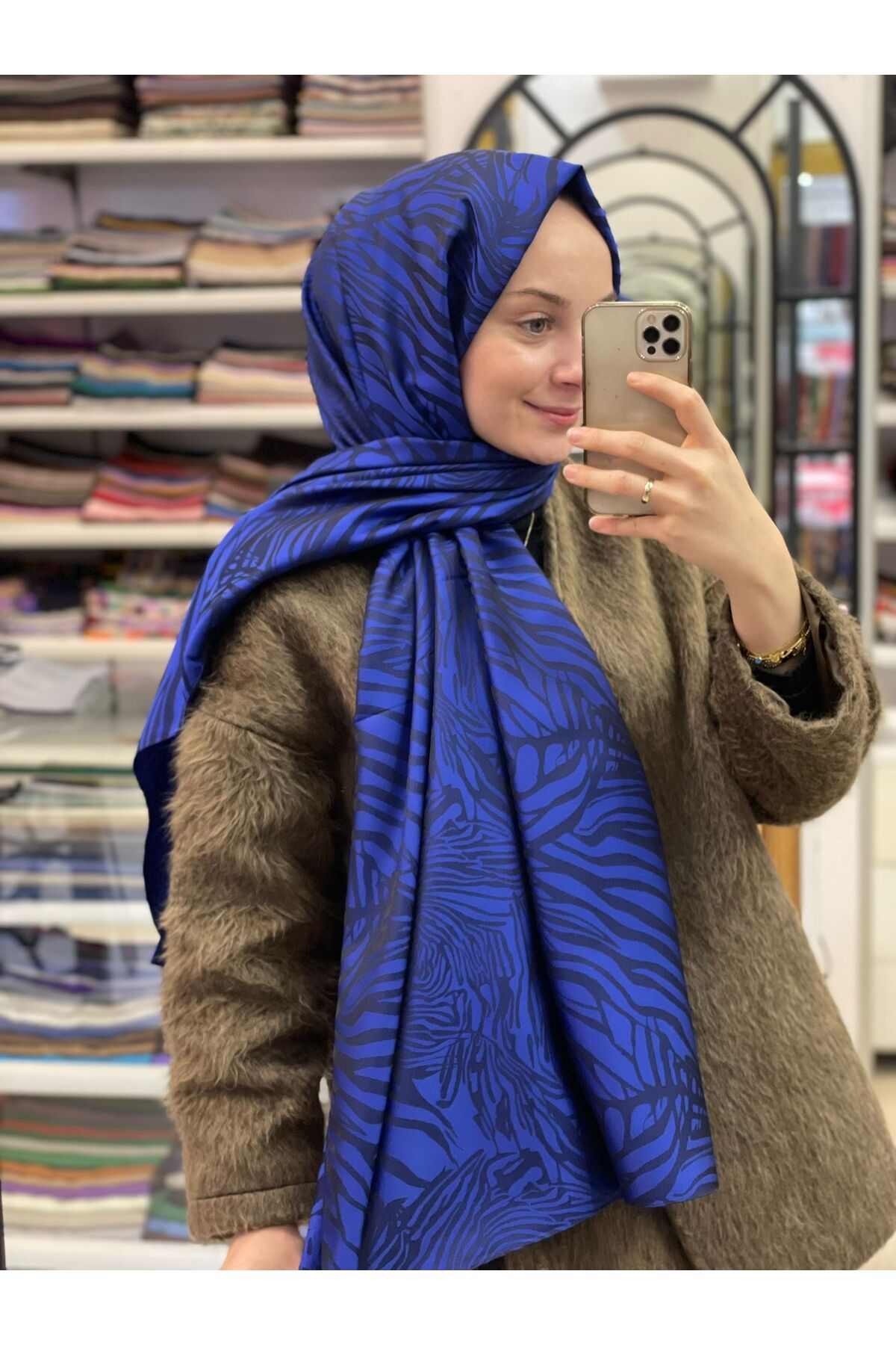 Siyane Saks Siyane Scarf Jakar Zebra Desen Şal