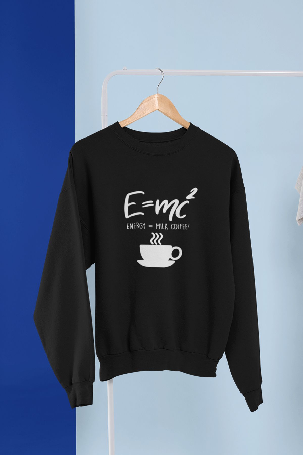 qoeuyl boutique E=mc2 Eğlenceli Fizik Öğrenci Hediyelik Baskılı Üç İplik %100 Pamuklu Bisiklet Yaka Sweatshirt