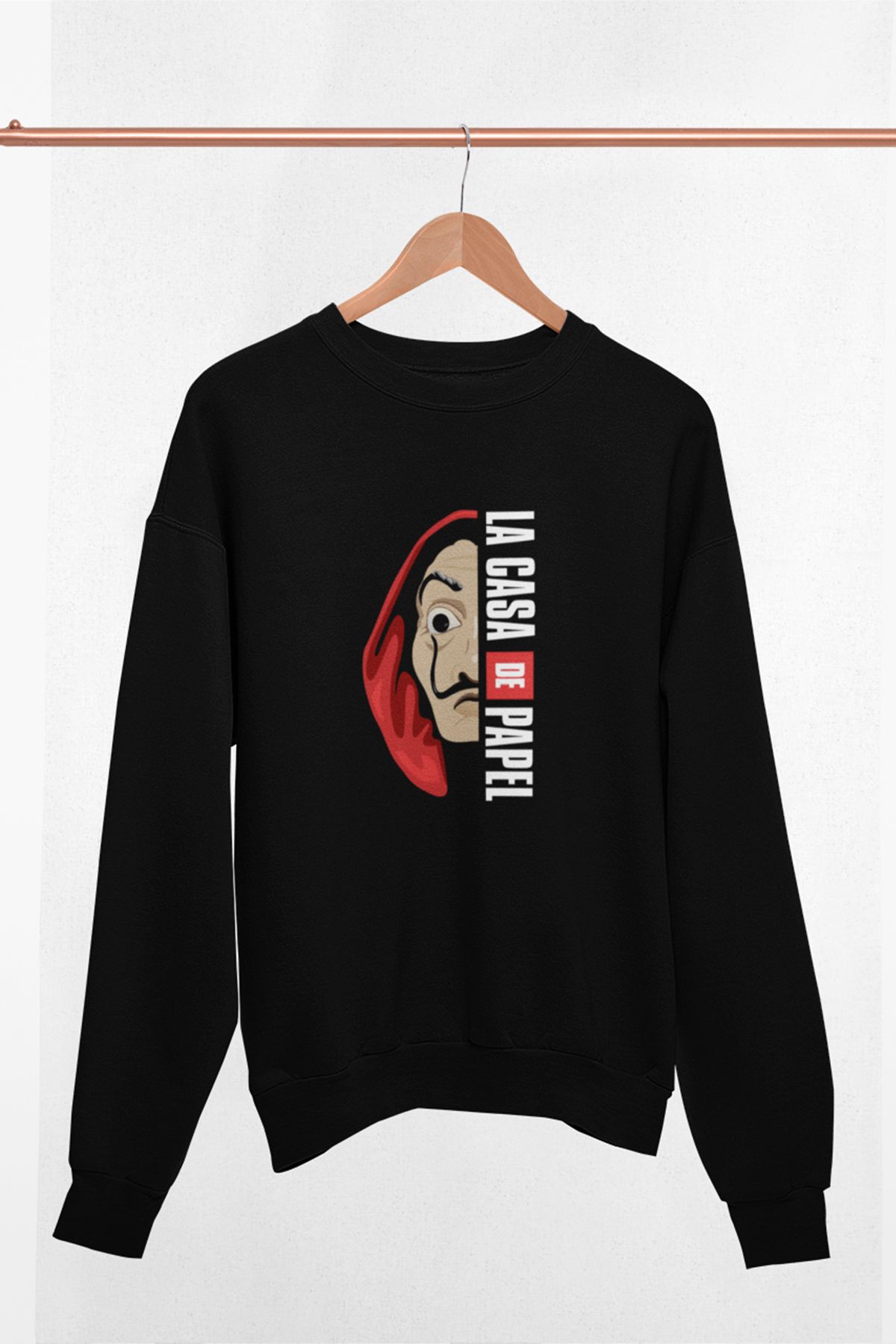 qoeuyl boutique La Casa De Papel Money Heist Sevgili Arkadaşa Hediye Unisex Baskılı Pamuklu Bisiklet Yaka Sweatshirt