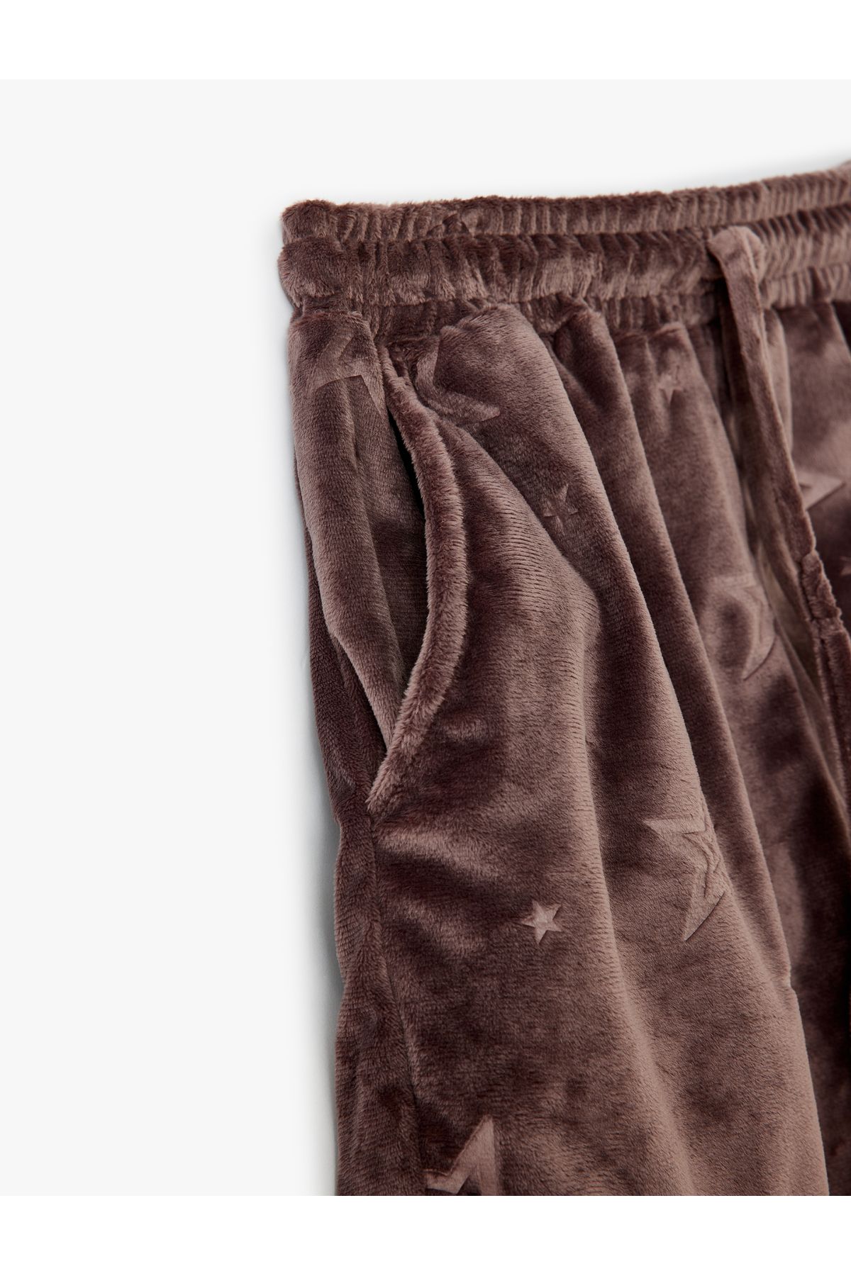 Koton-Star Pattern Velvet Pajama Bottom - with Pockets and Waist Tie 4