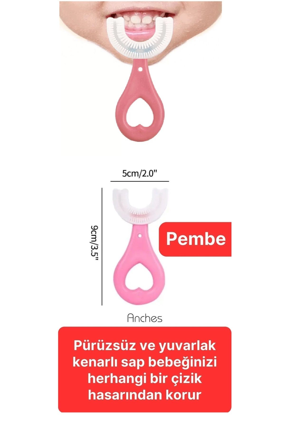 Nadom U Şeklinde Yumuşa Silikon Bebek-Çocuk Diş Fırçası Diş Kaşıma