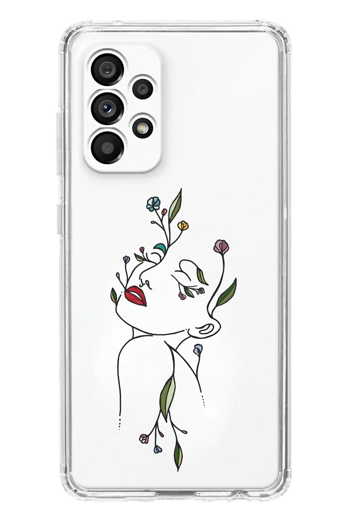TechTree SAMSUNG Galaxy A23 Uyumlu Kadın Silüet Sanat Tasarımlı Şeffaf Silikon Kılıf