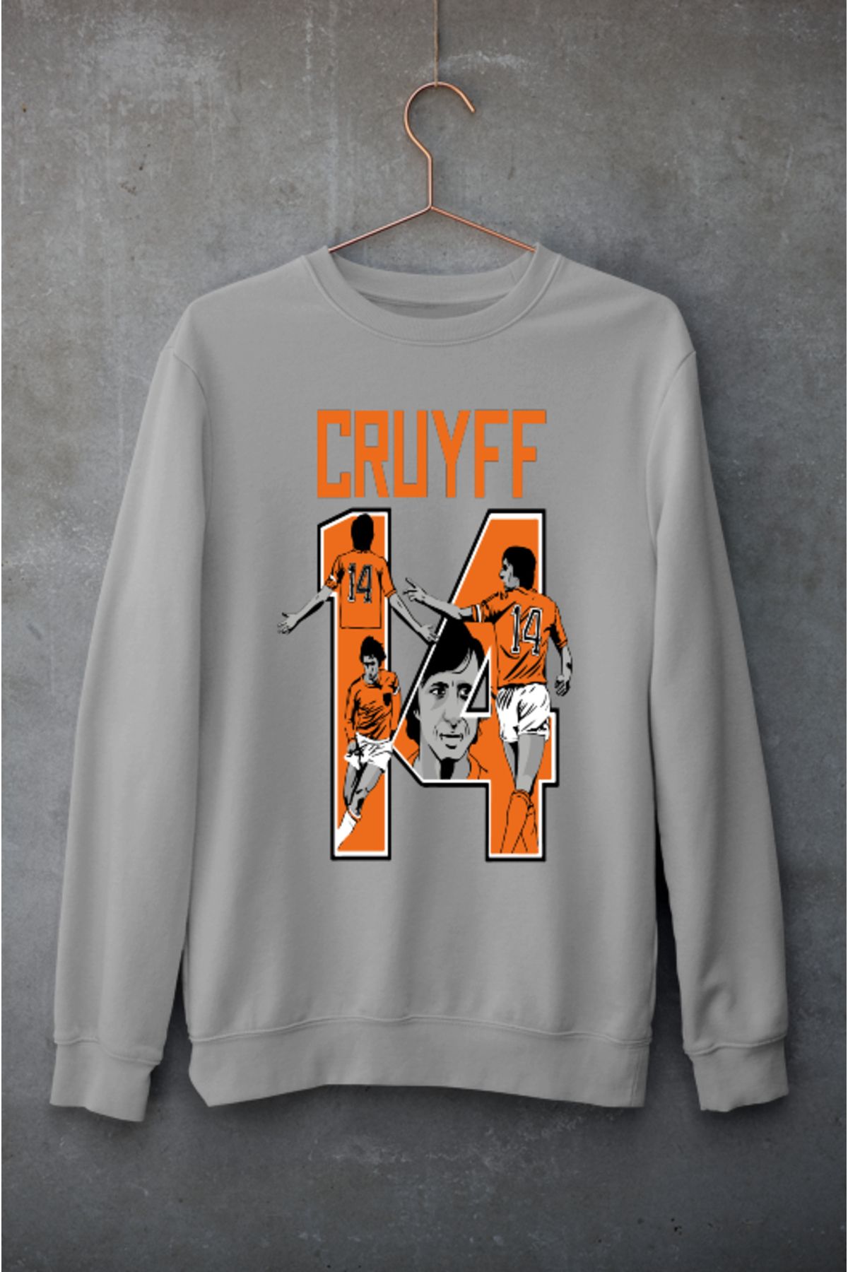 Biy Store Johan Cruyff Hollanda milli takım forma baskılı unisex bisiklet yaka spor sweatshirt