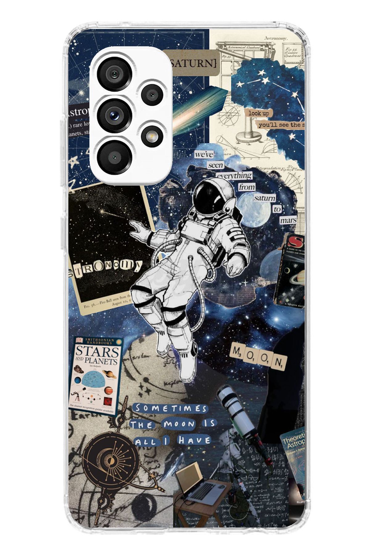 TechTree SAMSUNG Galaxy A23 Uyumlu Retro Astronot Tasarımlı Şeffaf Silikon Kılıf