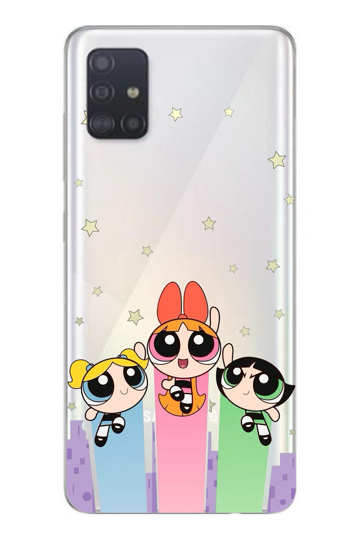 TechTree SAMSUNG Galaxy A51 Uyumlu Powerpuff Girls Tasarımlı Şeffaf Silikon Kılıf