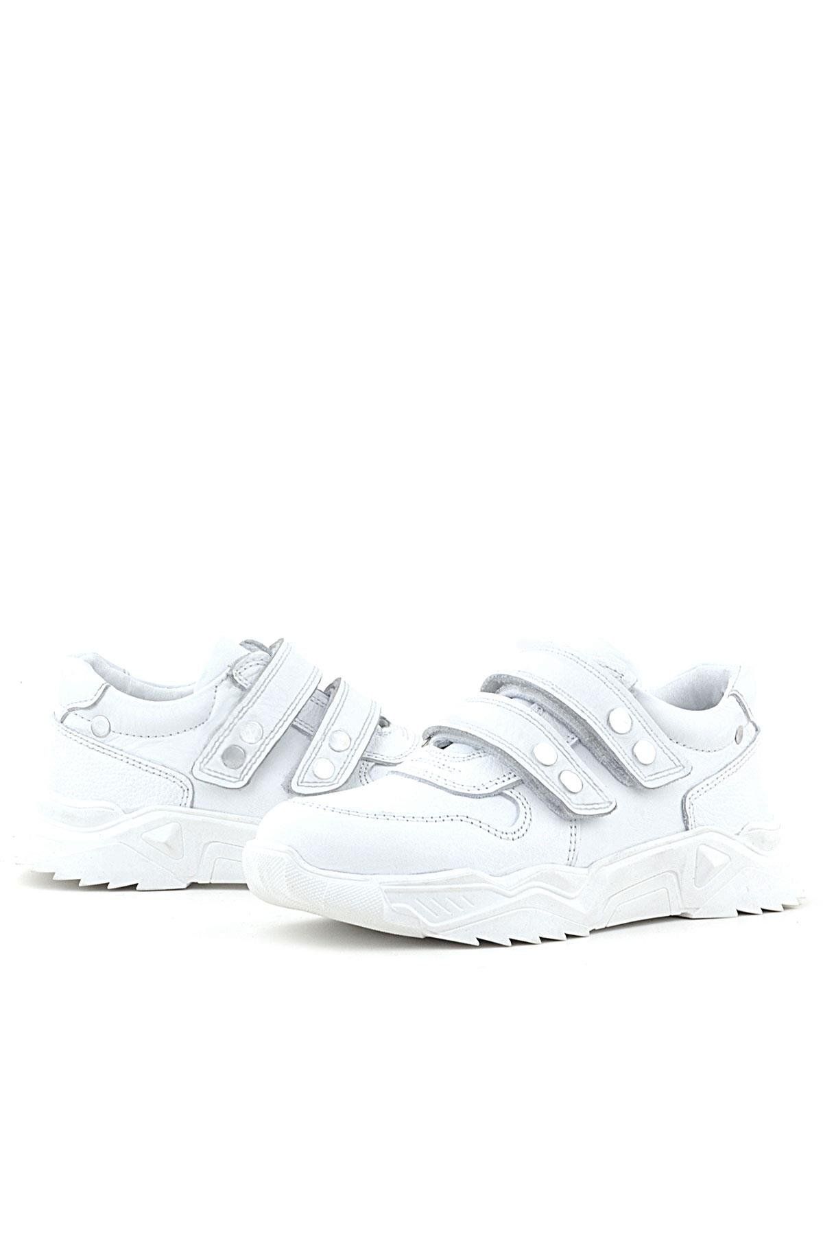 Rakerplus-Genuine Leather White Metal Detailed Girls' Sneakers 6