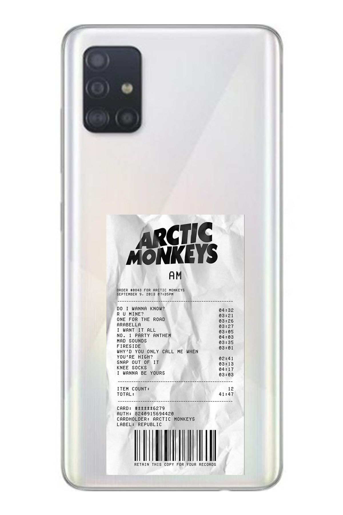 TechTree SAMSUNG Galaxy A51 Uyumlu Arctic Monkeys Tasarımlı Şeffaf Silikon Kılıf