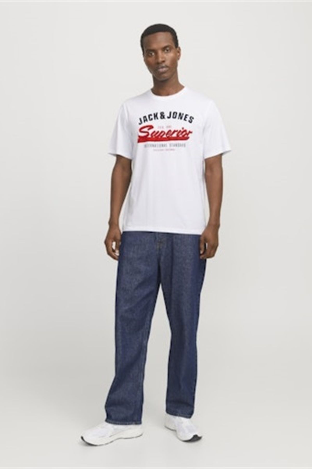 تی شرت یقه خدمه سفید نخی مردانه جک جونز 12268267 Jack & Jones