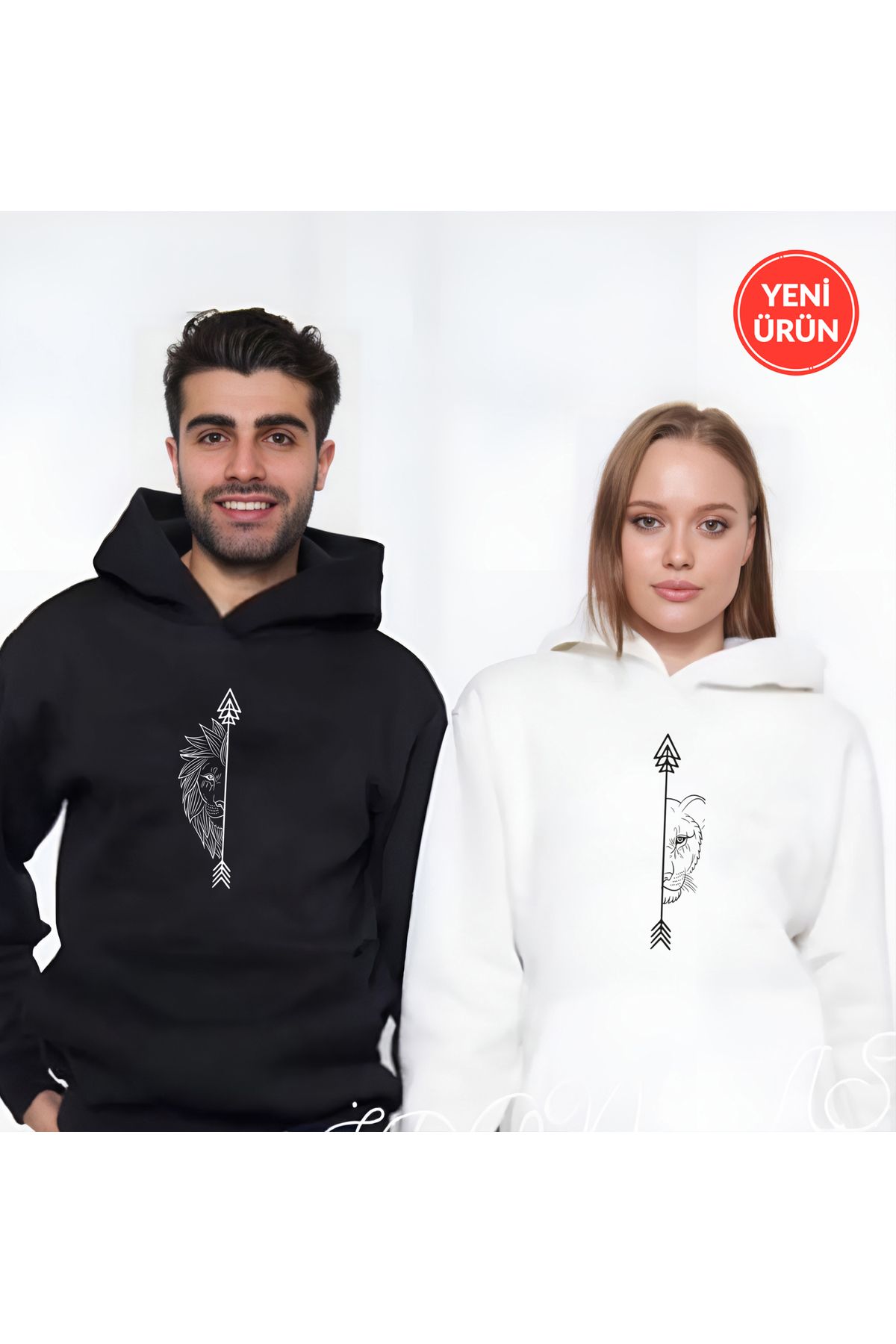 Rex Darius 3 İplik Sevgili Eş Aslan Çift Kombin Kapşonlu Sweatshirt