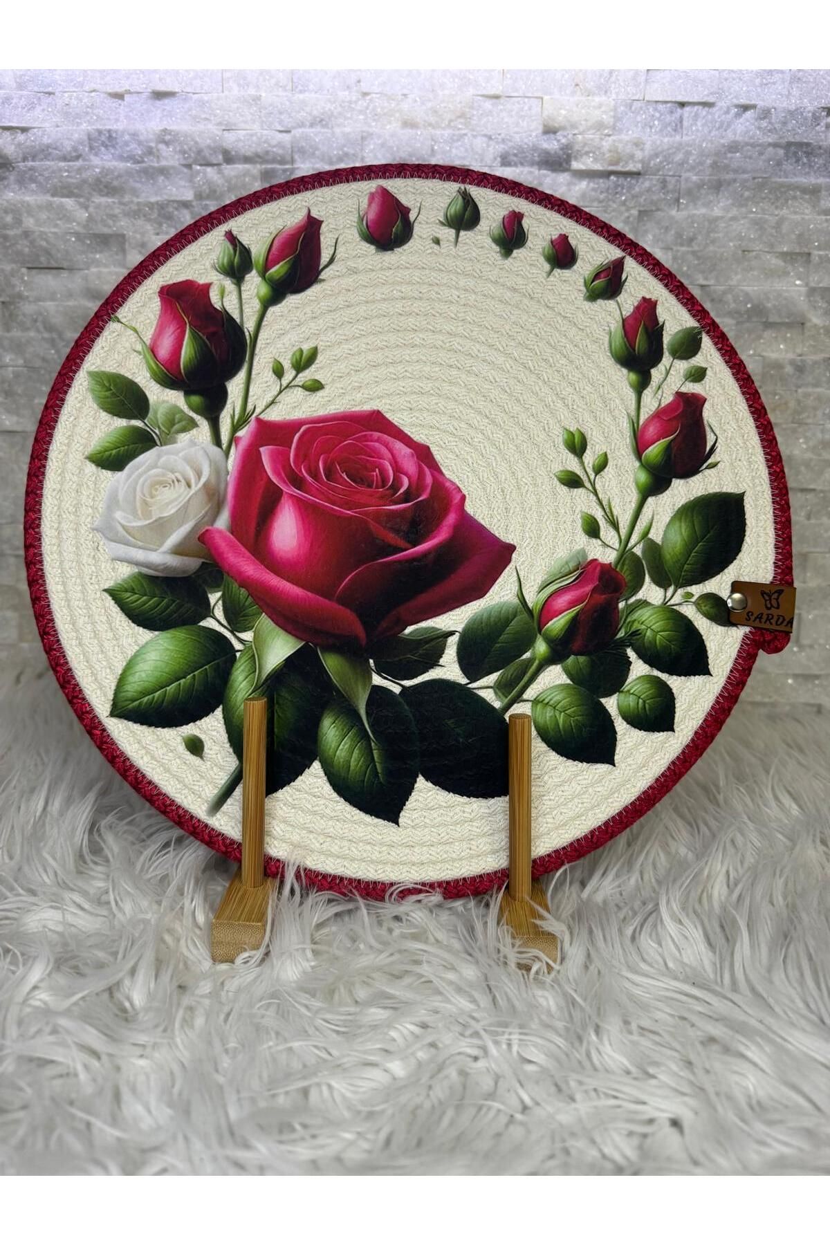 Sarda Design RAMAZAN TEMALI GÜL BASKILI SUPLA  TAKIMI AMERİKAN SERVİS 33CM*33CM 6 ADET