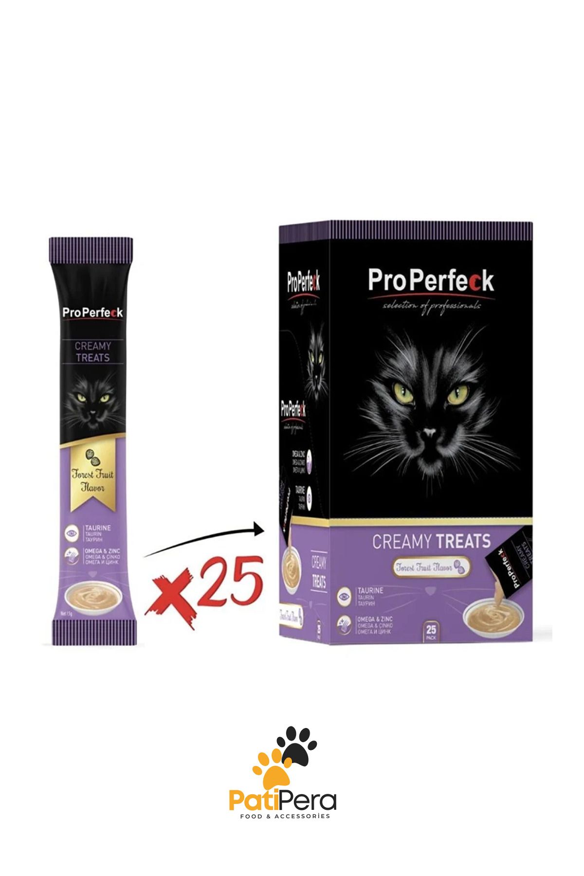 PatiPera Pro Perfeck Krema Orman Meyveli Sıvı Kedi Ödülü 15 gr x 25 Adet