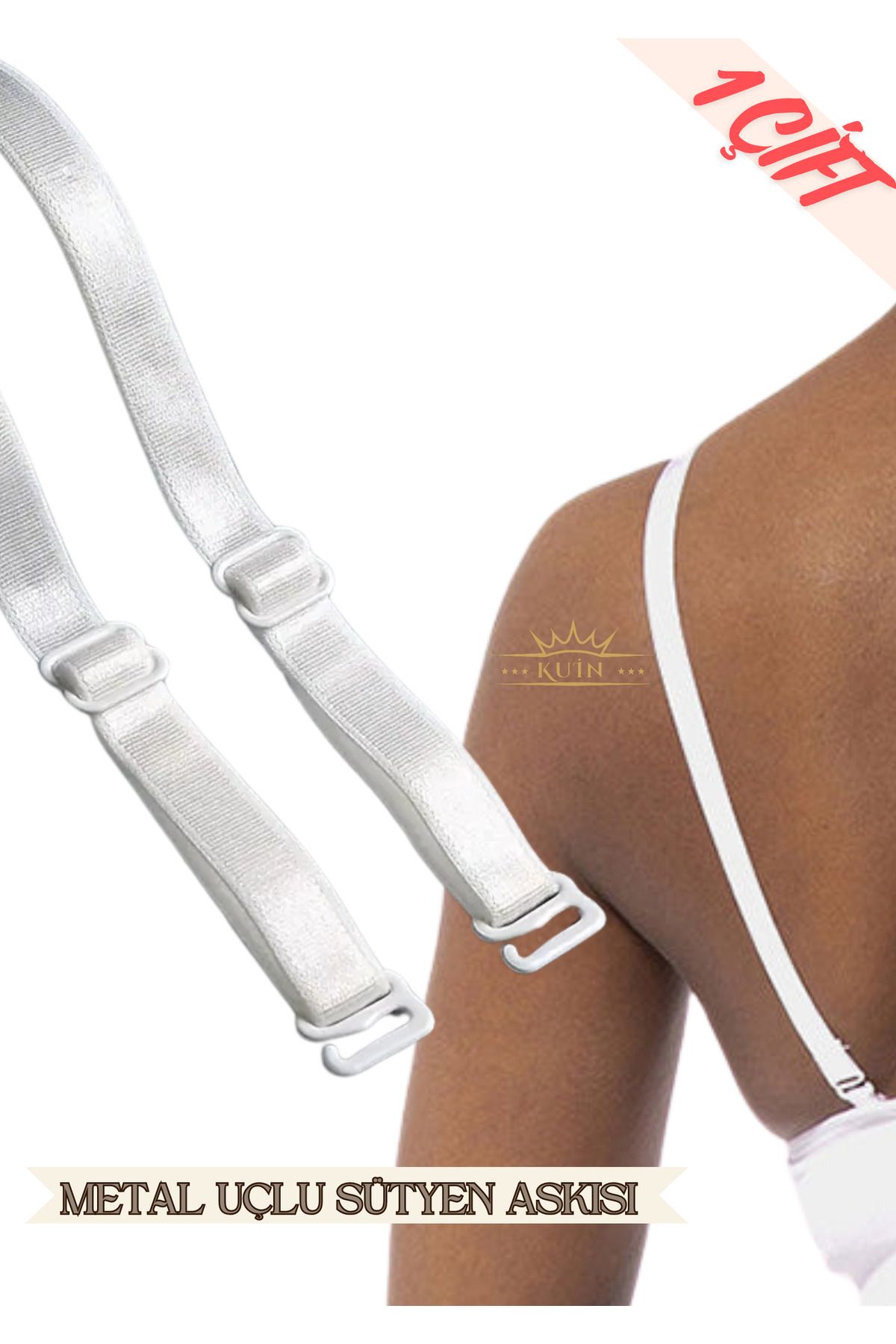 KUIN-White Metal Tip Bra Strap - 1 Pair 1