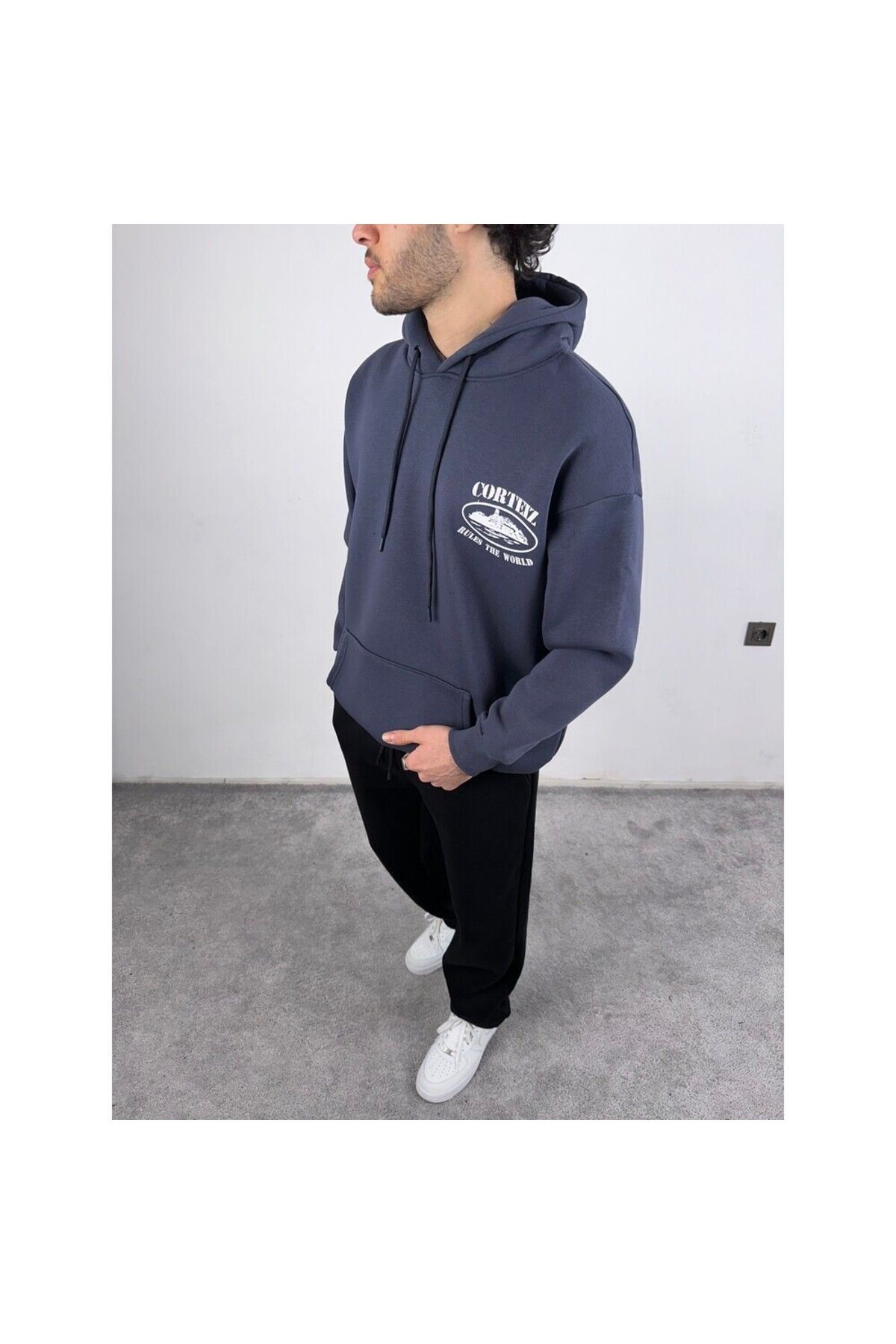 MODA Kapşonlu Oversize Baskılı Sweatshirt