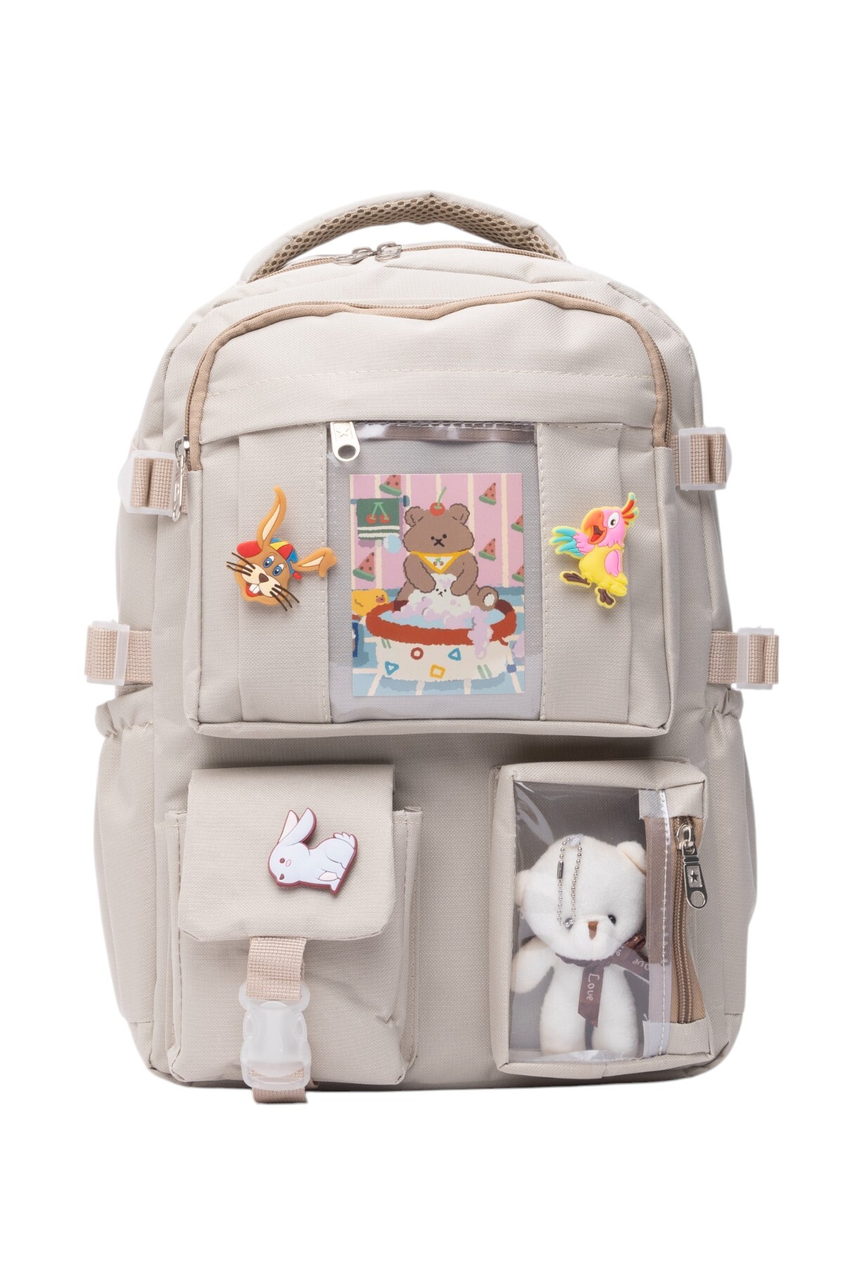 Kawaii Korean Style Full Accessory Orthopedic Native Casual School Backpack Girl Boy