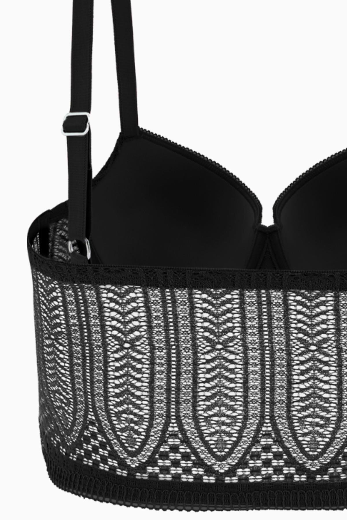 Wonna  Viola Dantelli Büstiyer Sütyen Külot Takım - Dolgusuz - Fashion - 2508 - Siyah - Görsel 4