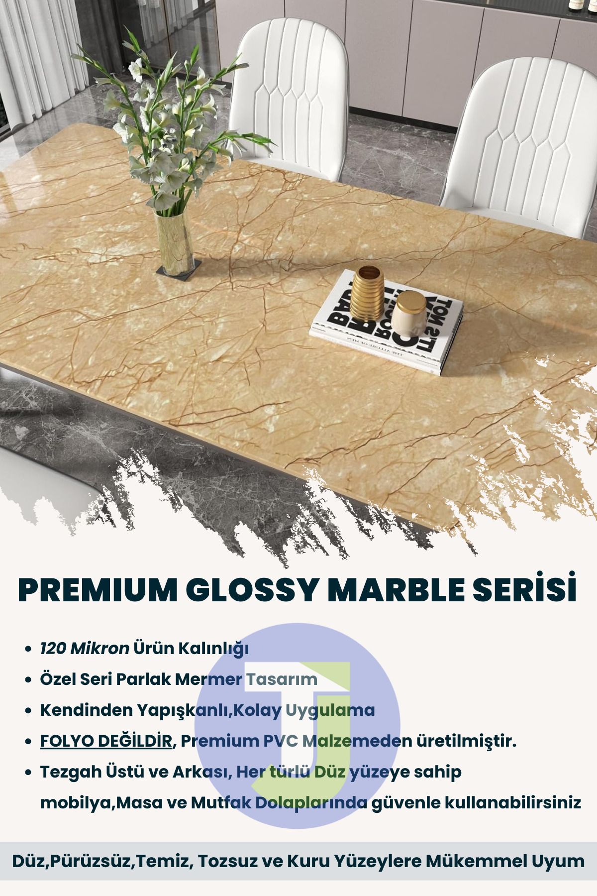 Technojet-Self-Adhesive Marble Pattern Foil Kitchen Bathroom Countertop Wall Covering 60Cmx500Cm 5