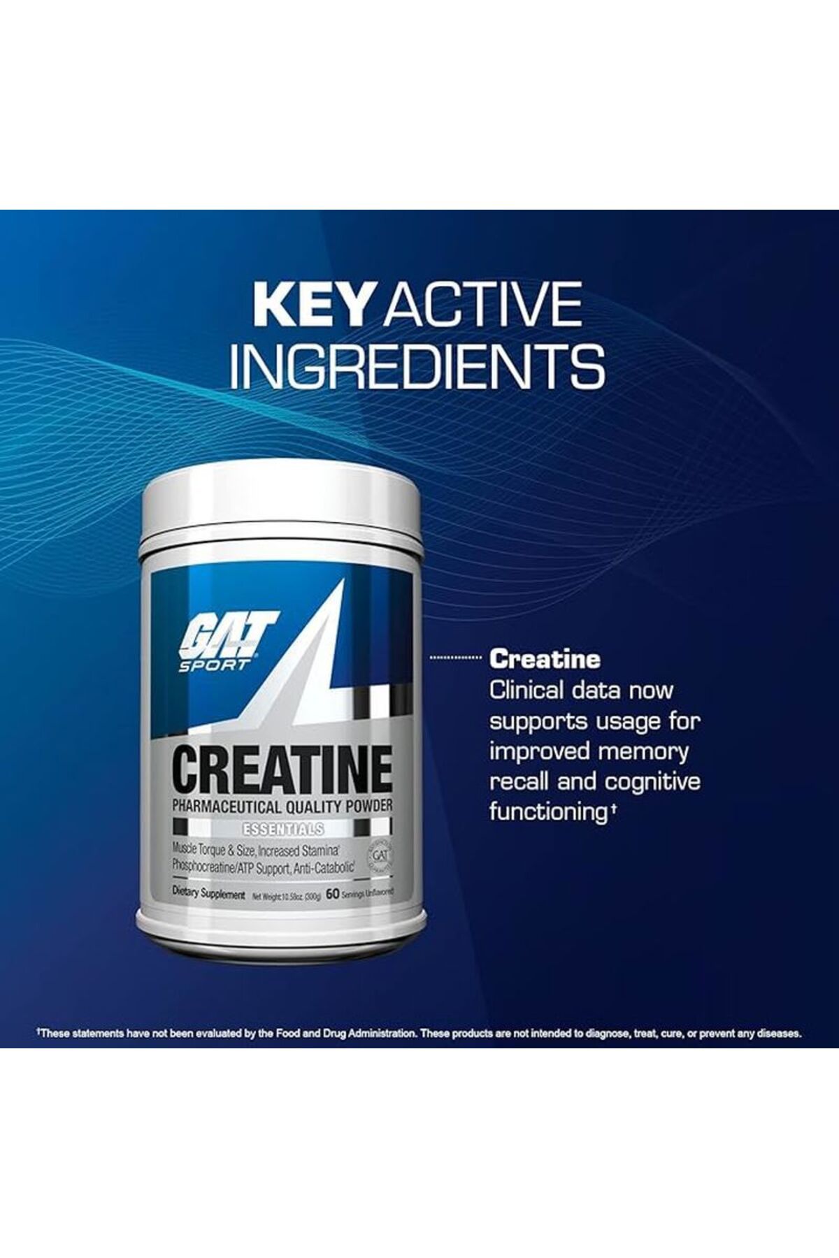 GAT CREATİNE MONOHYDRATE 300 Gram -USA ABD / 60 SERVİS