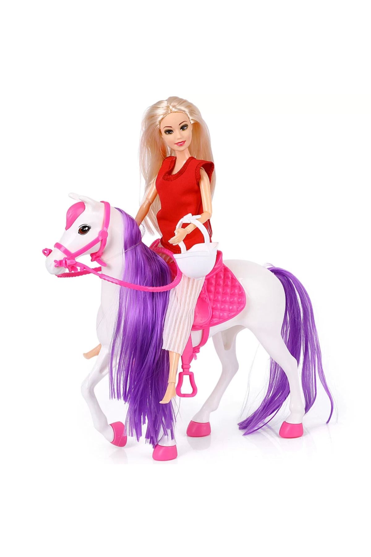 robotrend Çocuk Jasmine Atlı Bebek Beyaz-Pembe