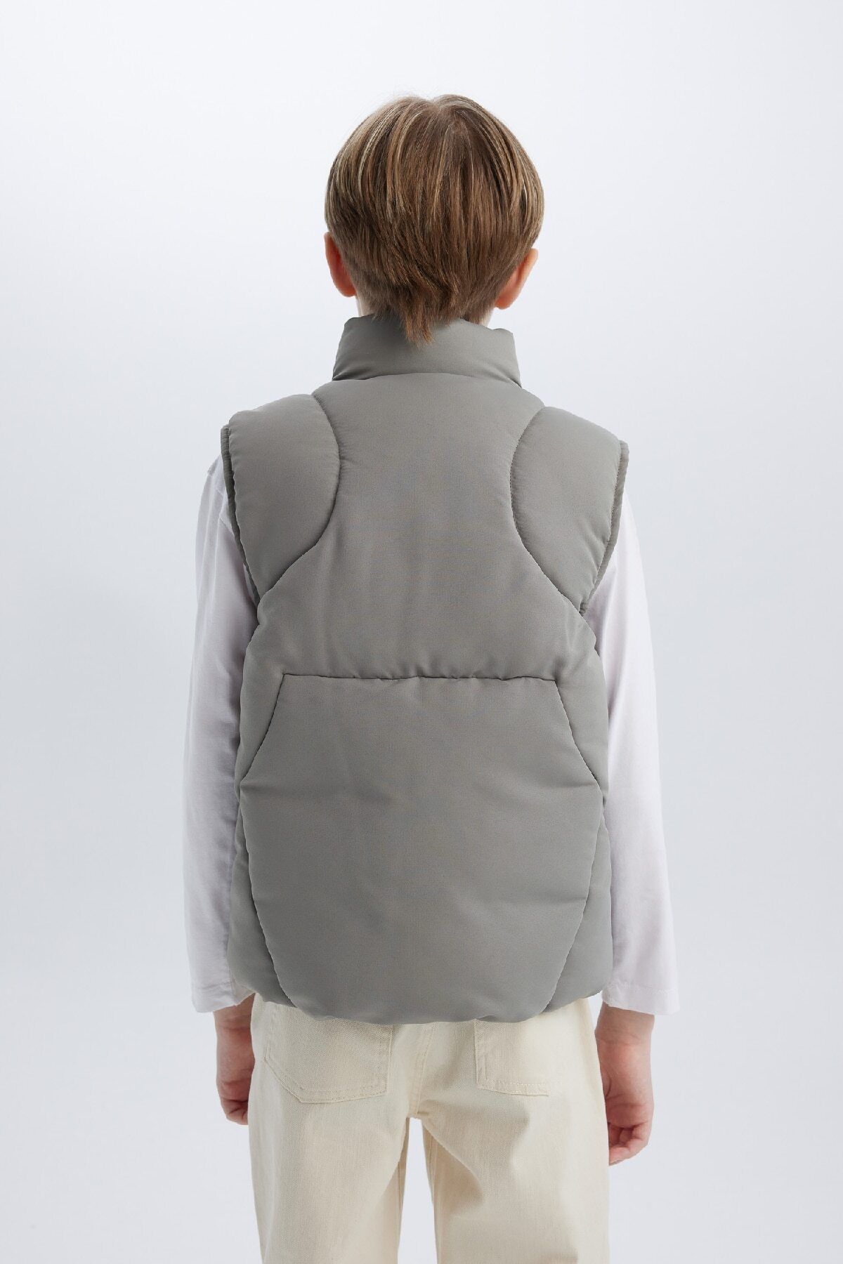 DeFacto-Boy's Water Repellent Zippered Stand Collar Vest D5908A825Sp 7