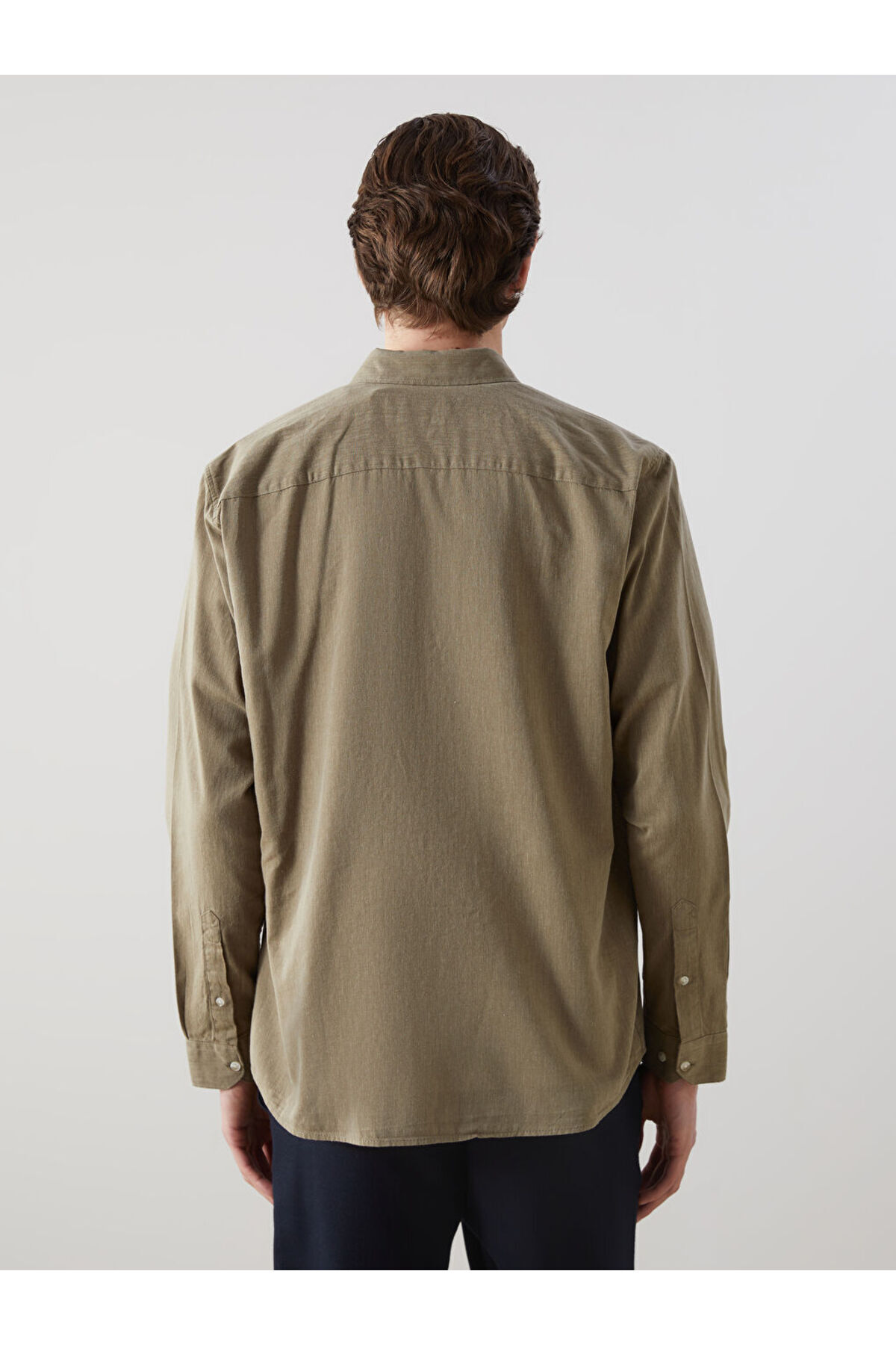 LC Waikiki-LCW Vision Slim Fit Langarm-Herrenhemd aus Leinenmischung 4